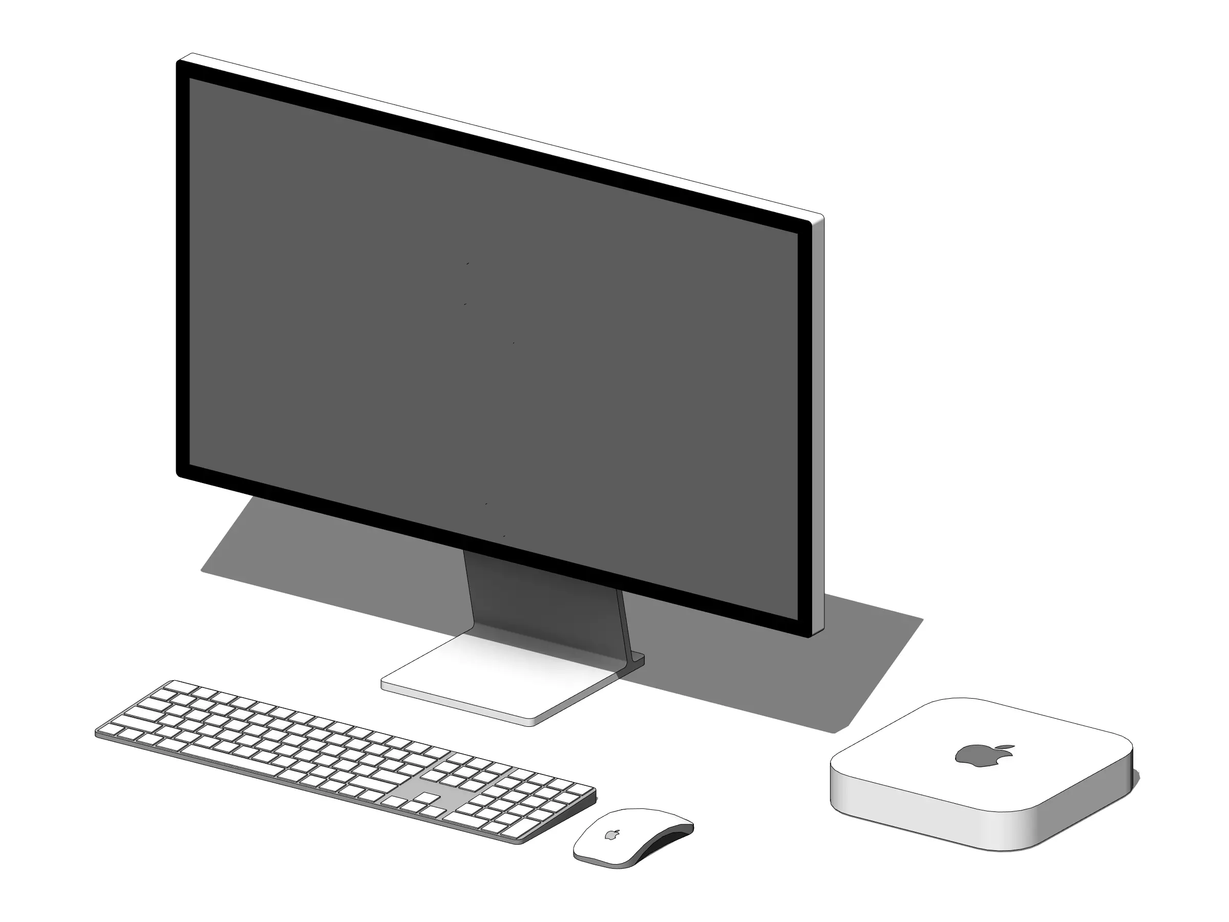 Apple Mac Mini Workstation - Revit Family 3D model_0