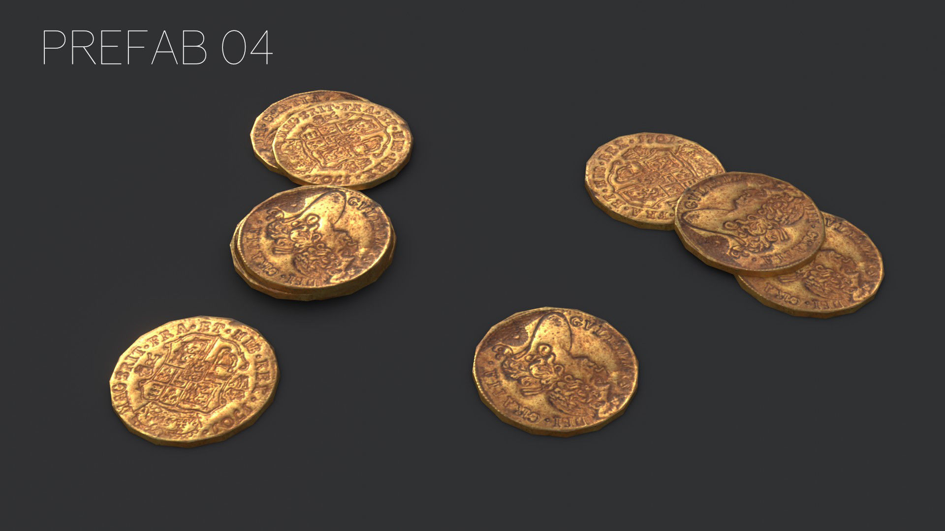 Old British Coins Low-poly 3D model_4