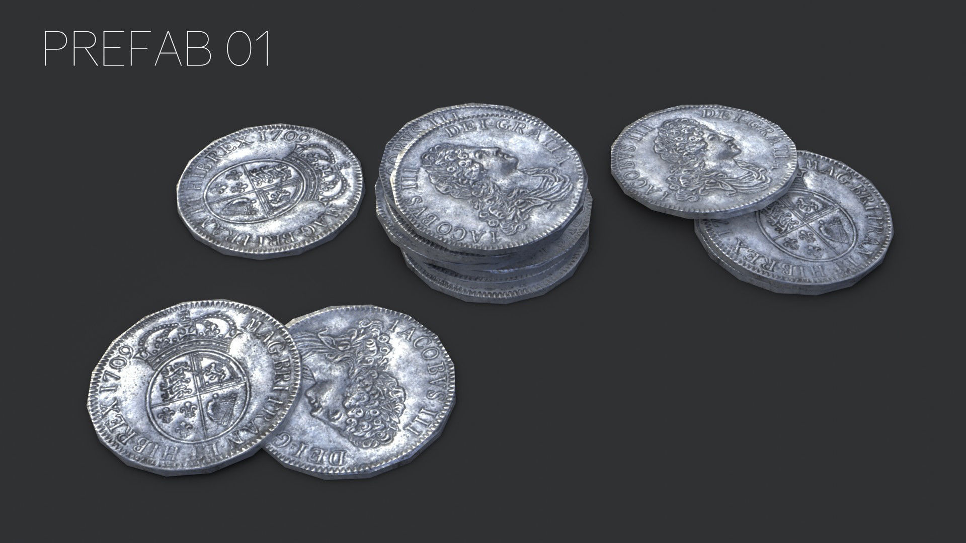 Old British Coins Low-poly 3D model_1