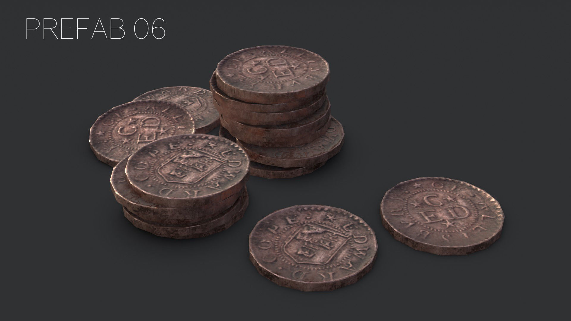 Old British Coins Low-poly 3D model_6