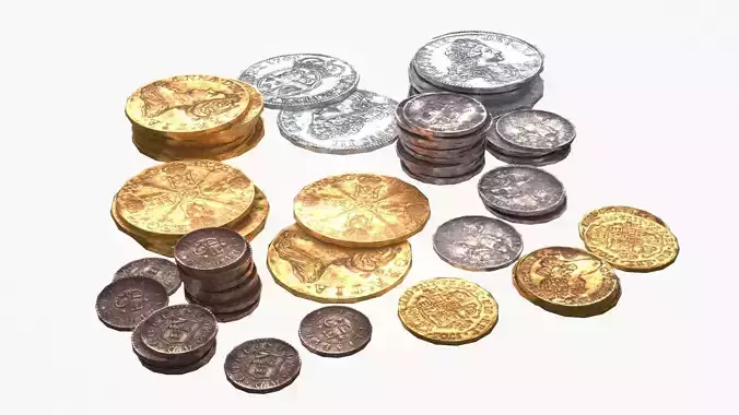 Old British Coins Low-poly 3D model