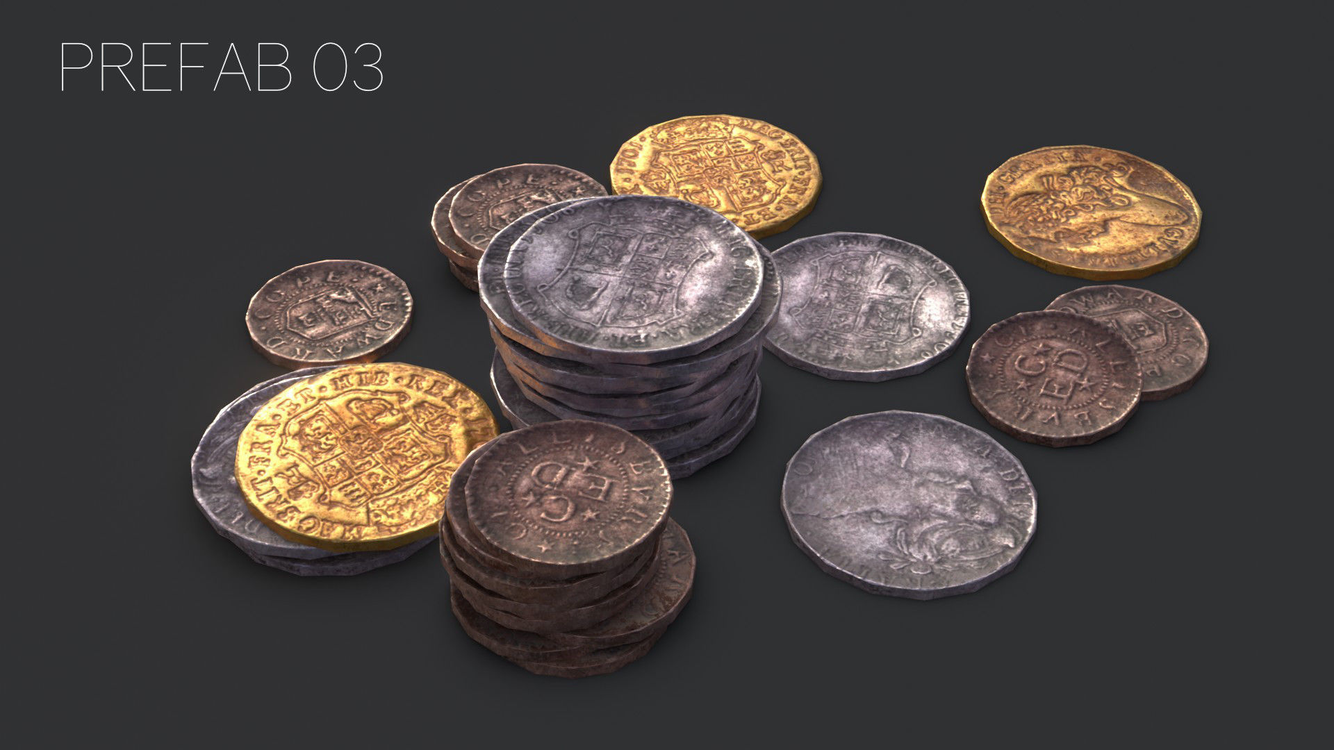 Old British Coins Low-poly 3D model_3