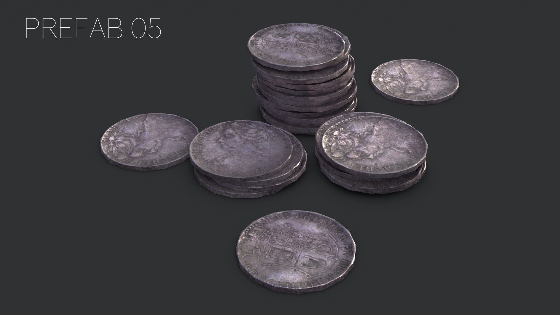 Old British Coins Low-poly 3D model_5