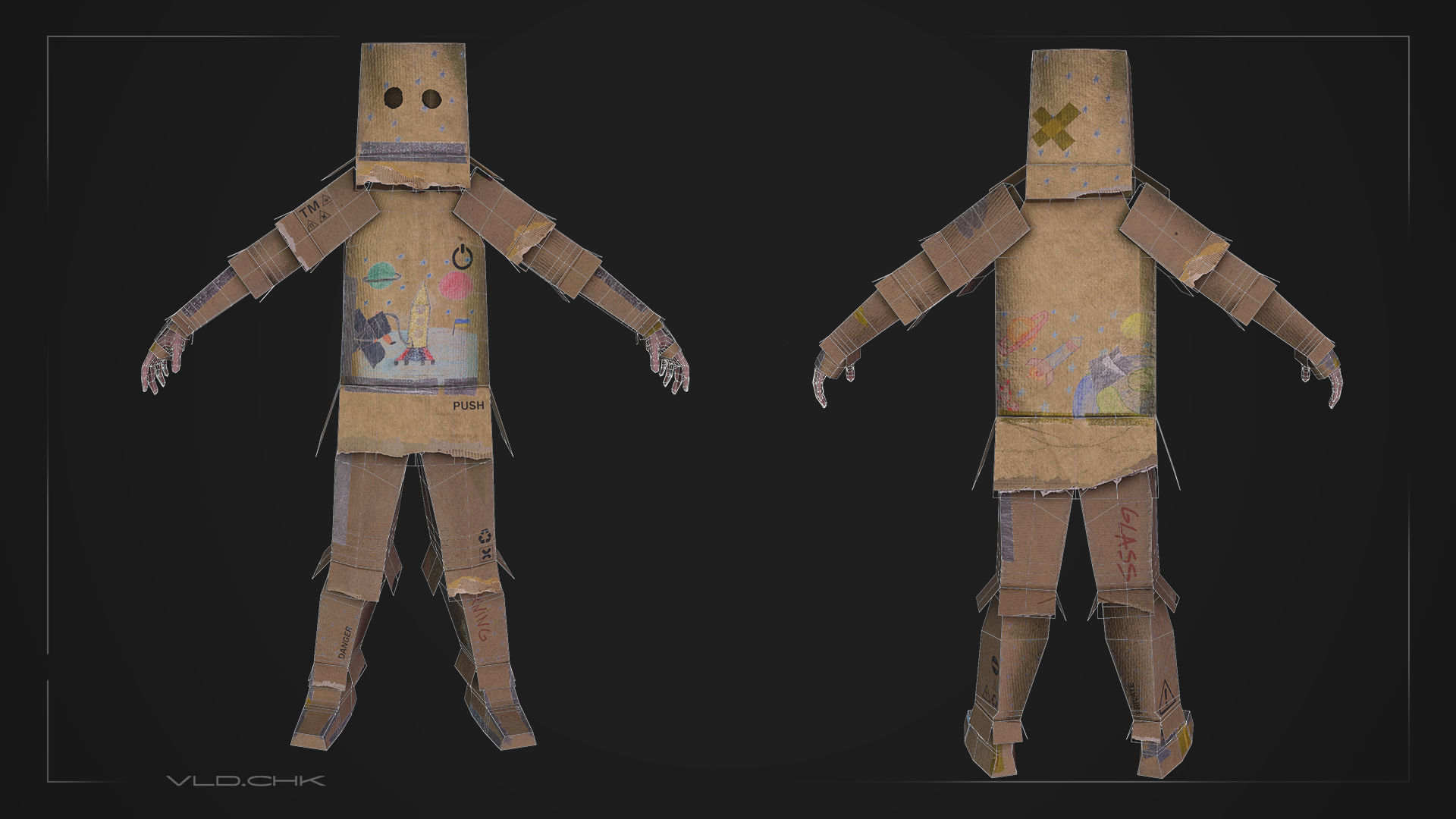 Cardboard Warrior Low-poly 3D model_3