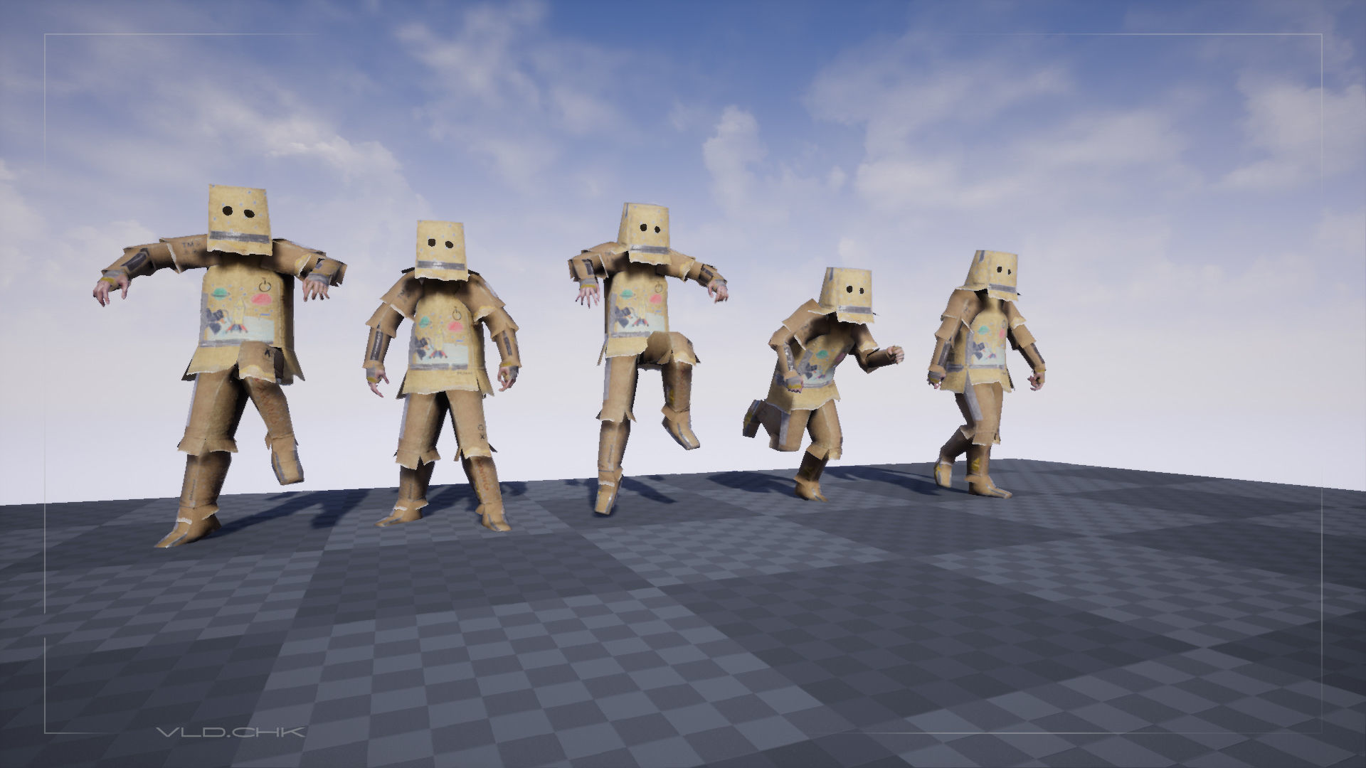Cardboard Warrior Low-poly 3D model_6