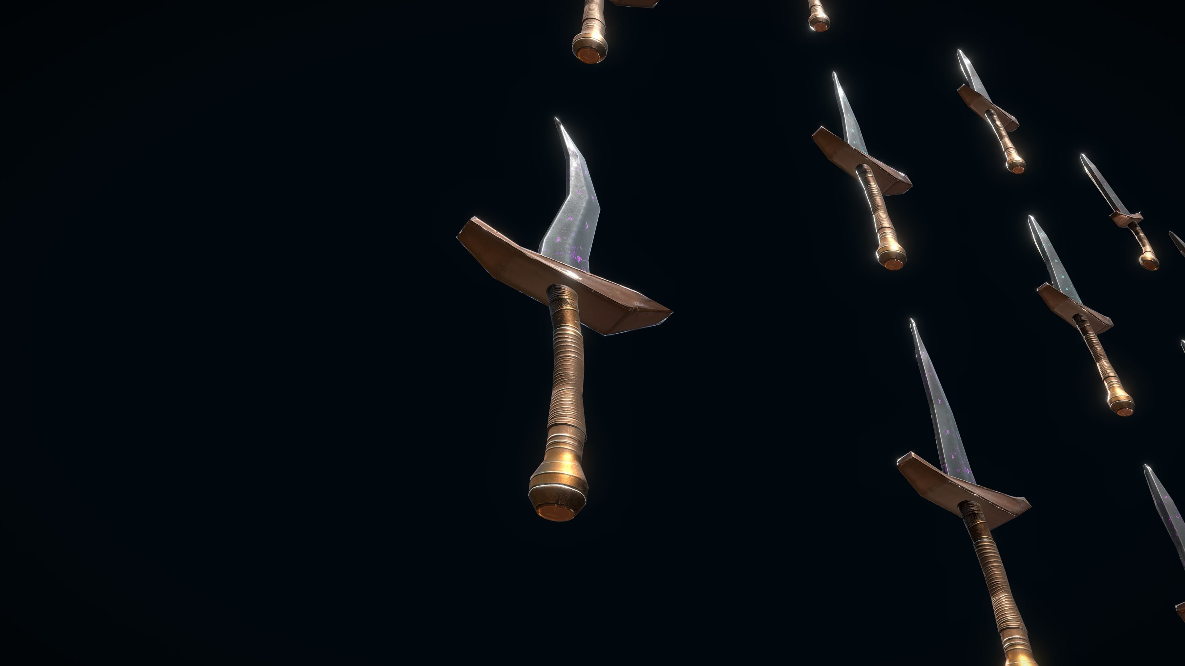Stylized PBR Daggers Pack Low-poly 3D model_7