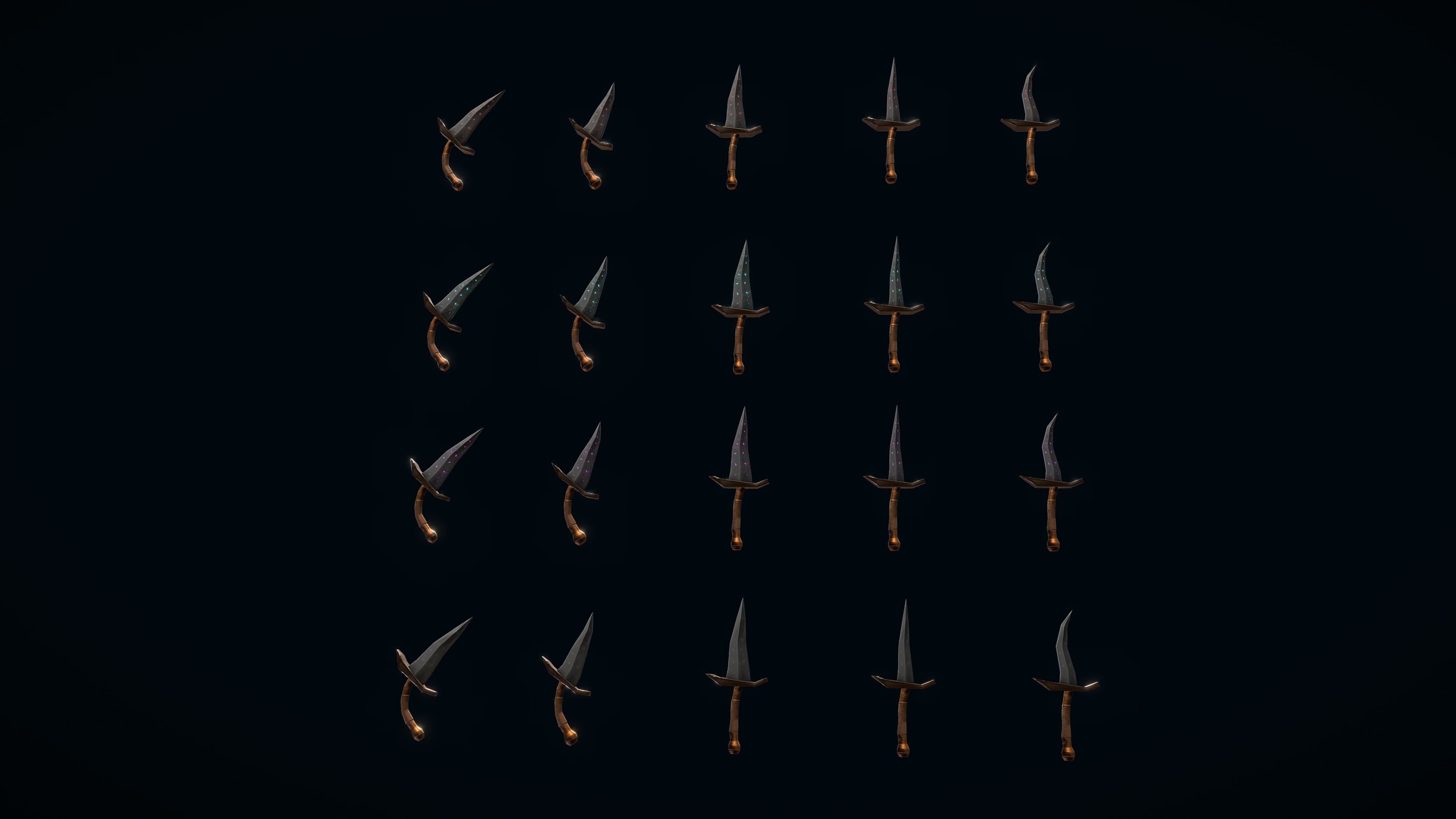 Stylized PBR Daggers Pack Low-poly 3D model_4