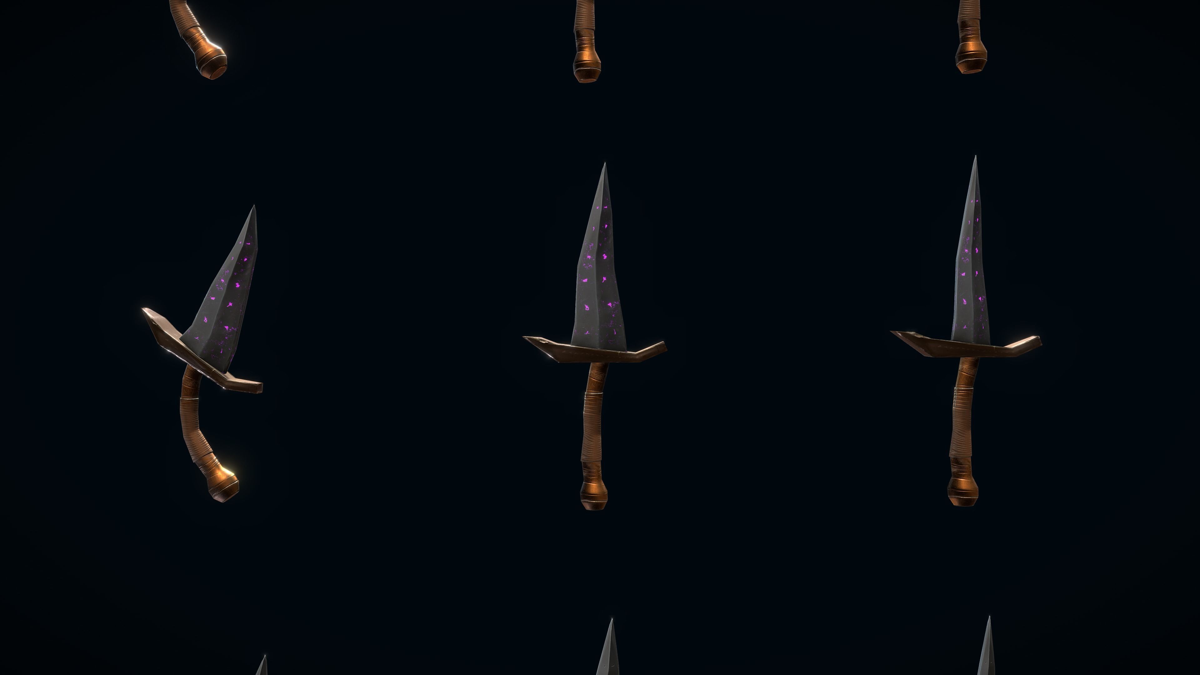 Stylized PBR Daggers Pack Low-poly 3D model_11