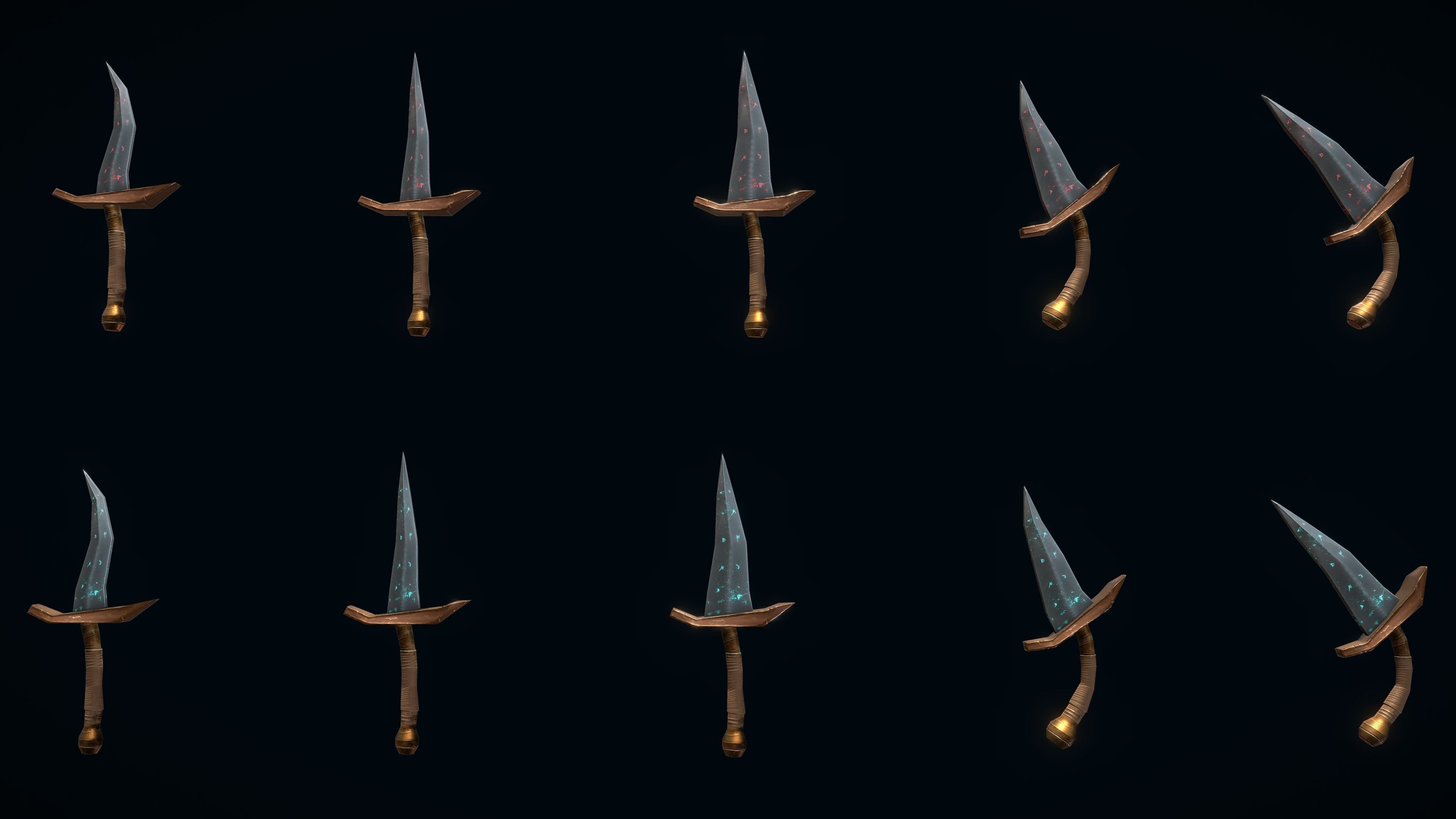 Stylized PBR Daggers Pack Low-poly 3D model_10