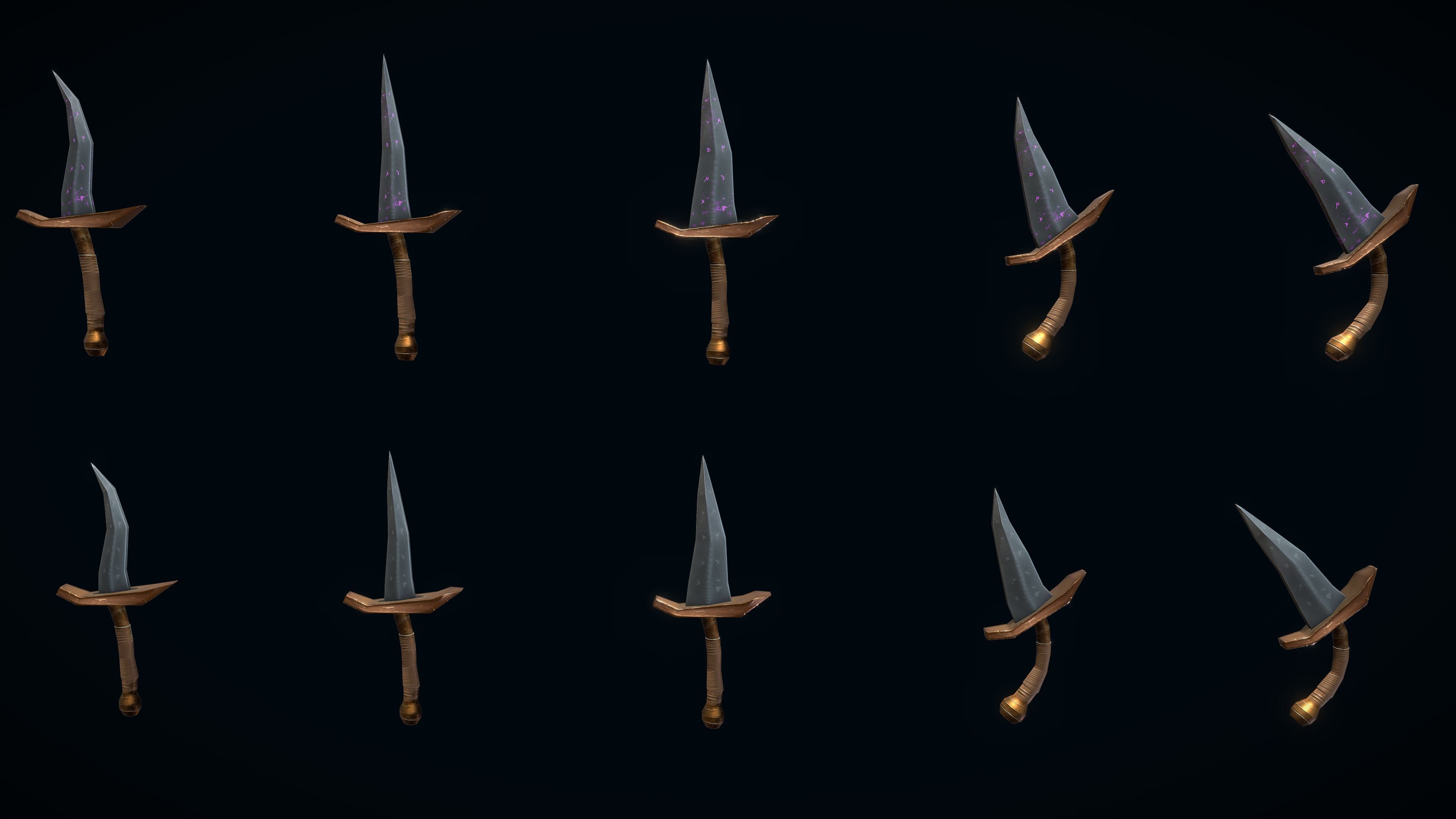 Stylized PBR Daggers Pack Low-poly 3D model_9