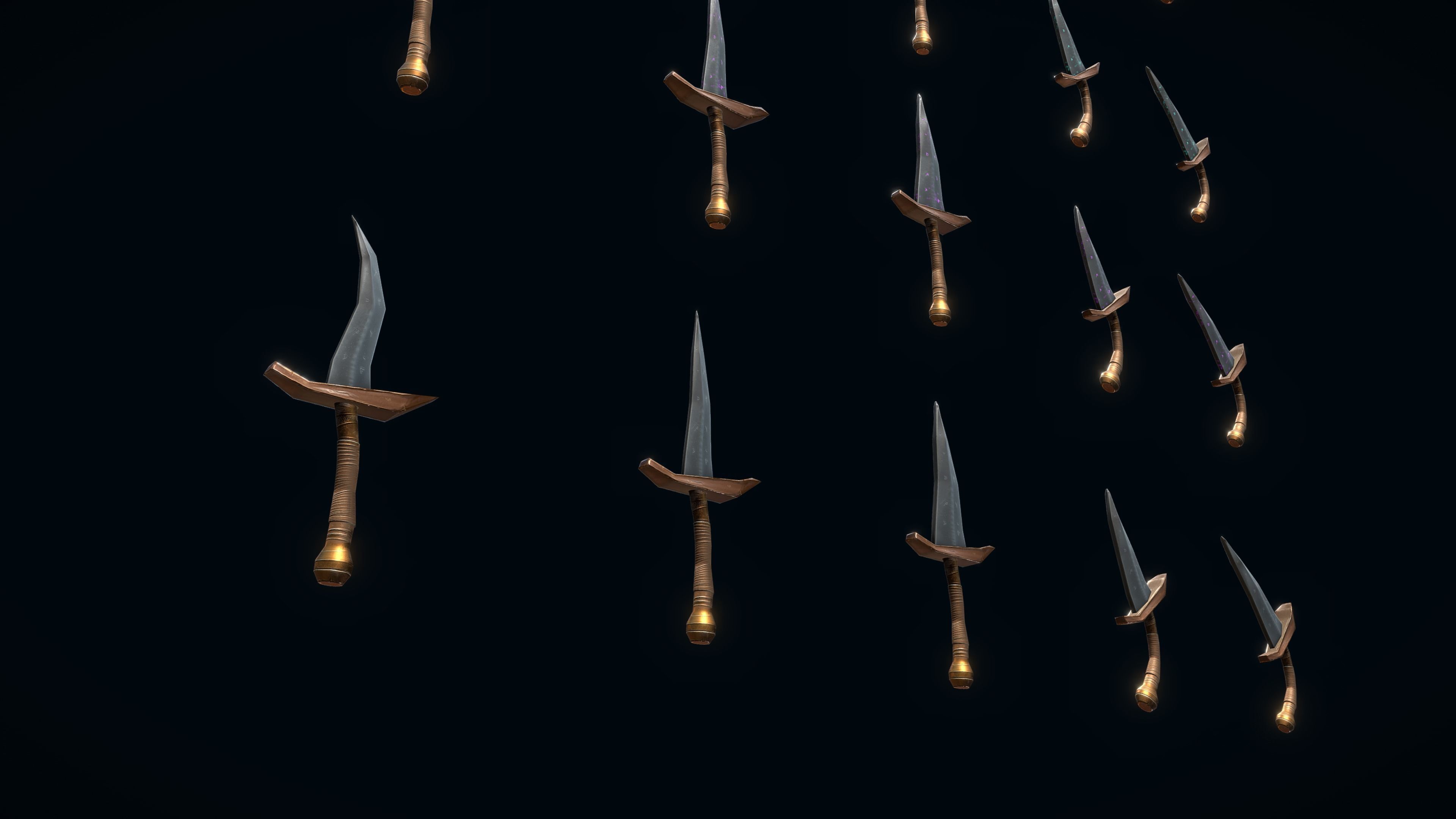 Stylized PBR Daggers Pack Low-poly 3D model_8