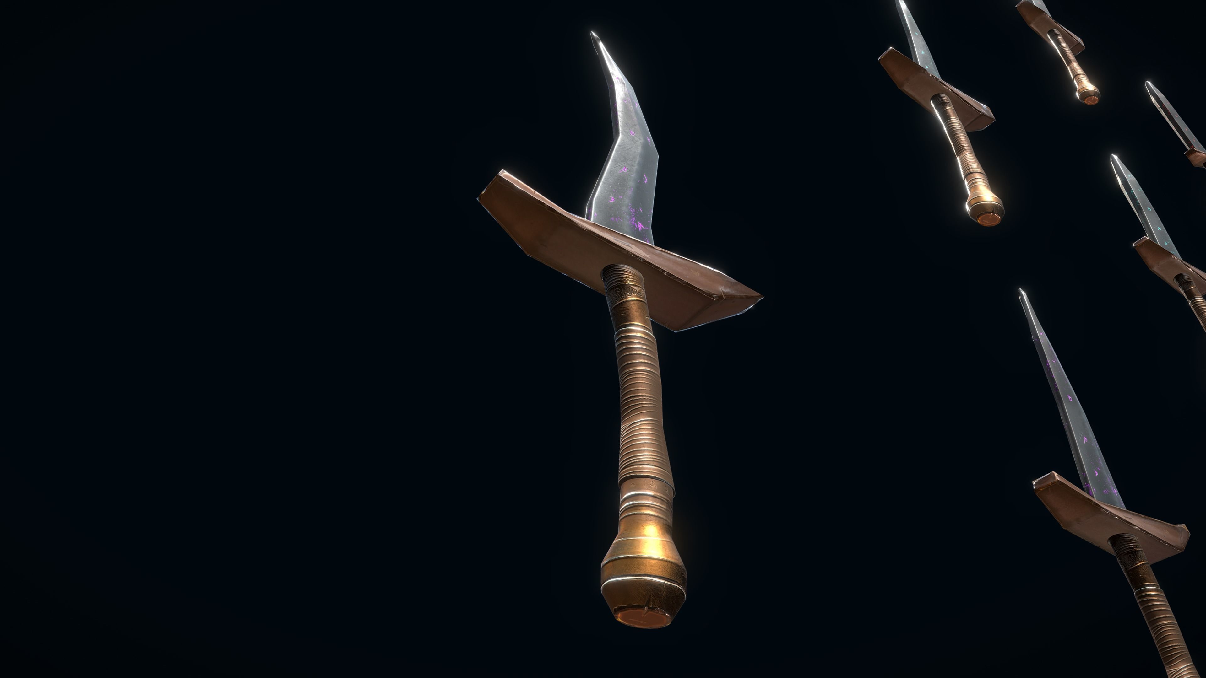 Stylized PBR Daggers Pack Low-poly 3D model_3