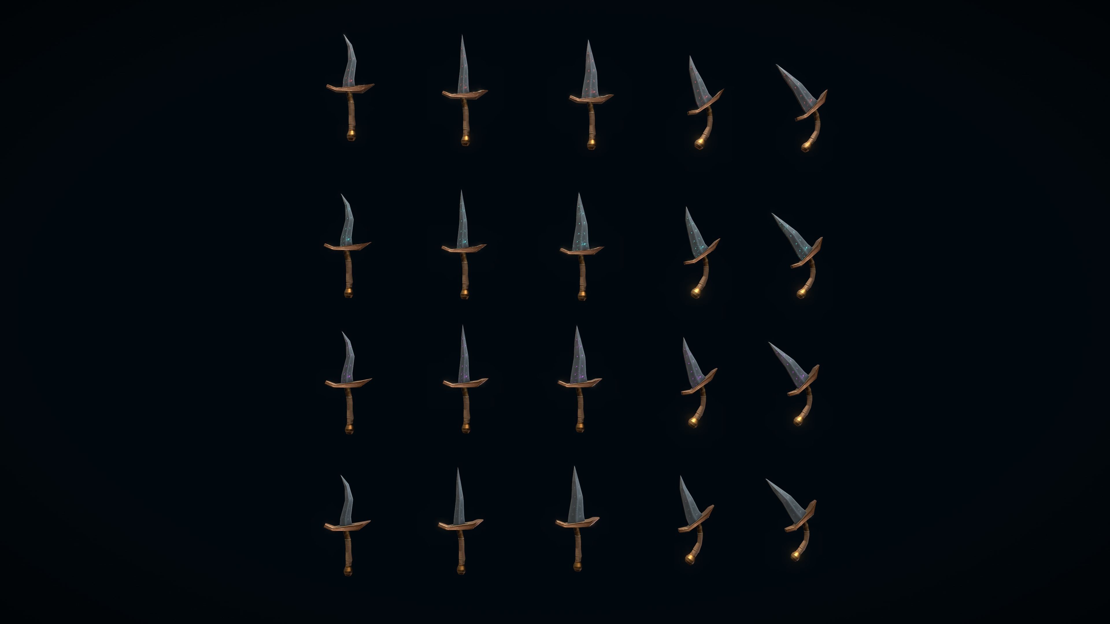 Stylized PBR Daggers Pack Low-poly 3D model_1