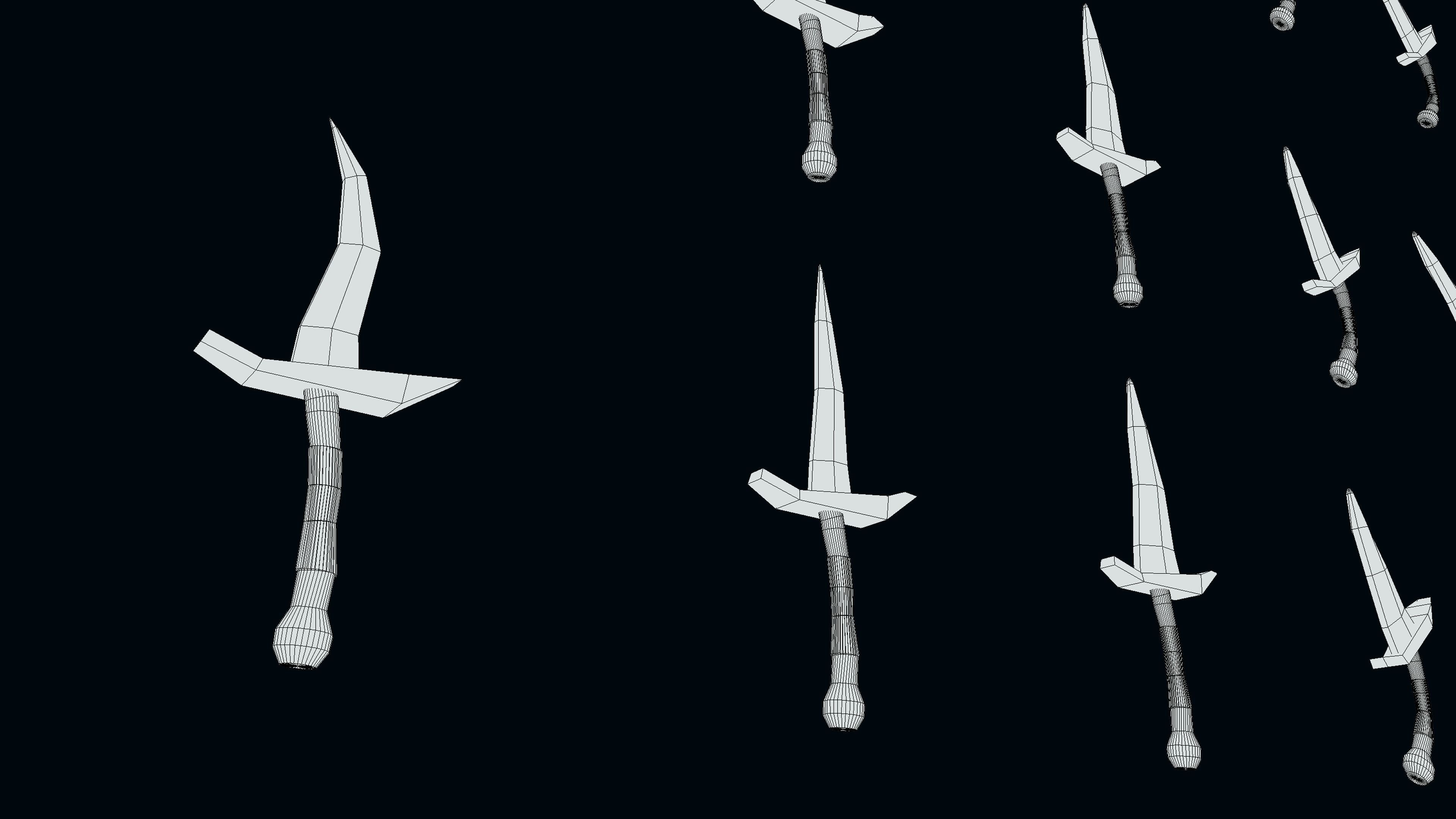 Stylized PBR Daggers Pack Low-poly 3D model_2
