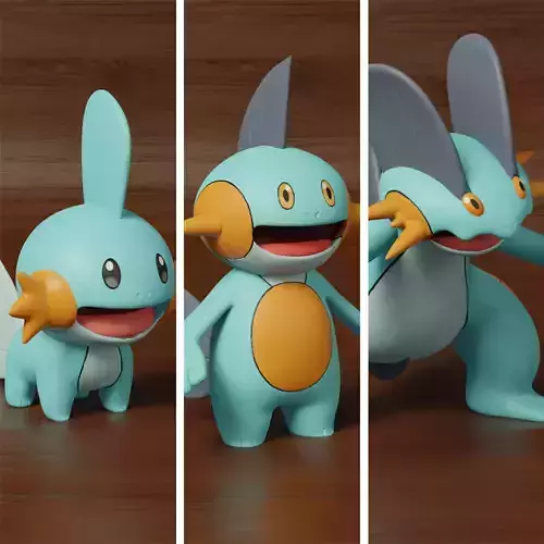 pokemon mudkip evolution pack 3D print model