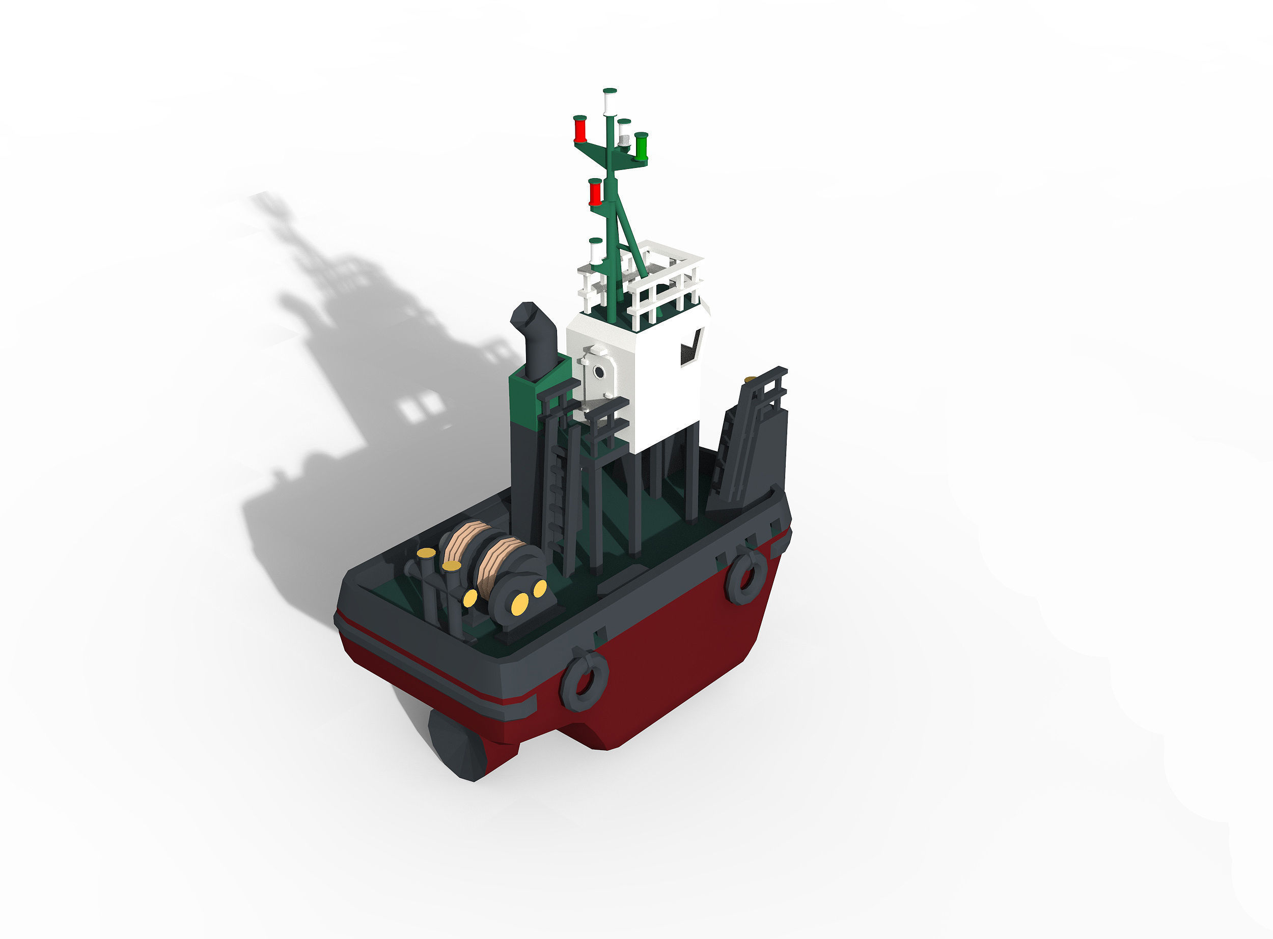 Barge and Push Boats lowpoly Low-poly 3D model_16
