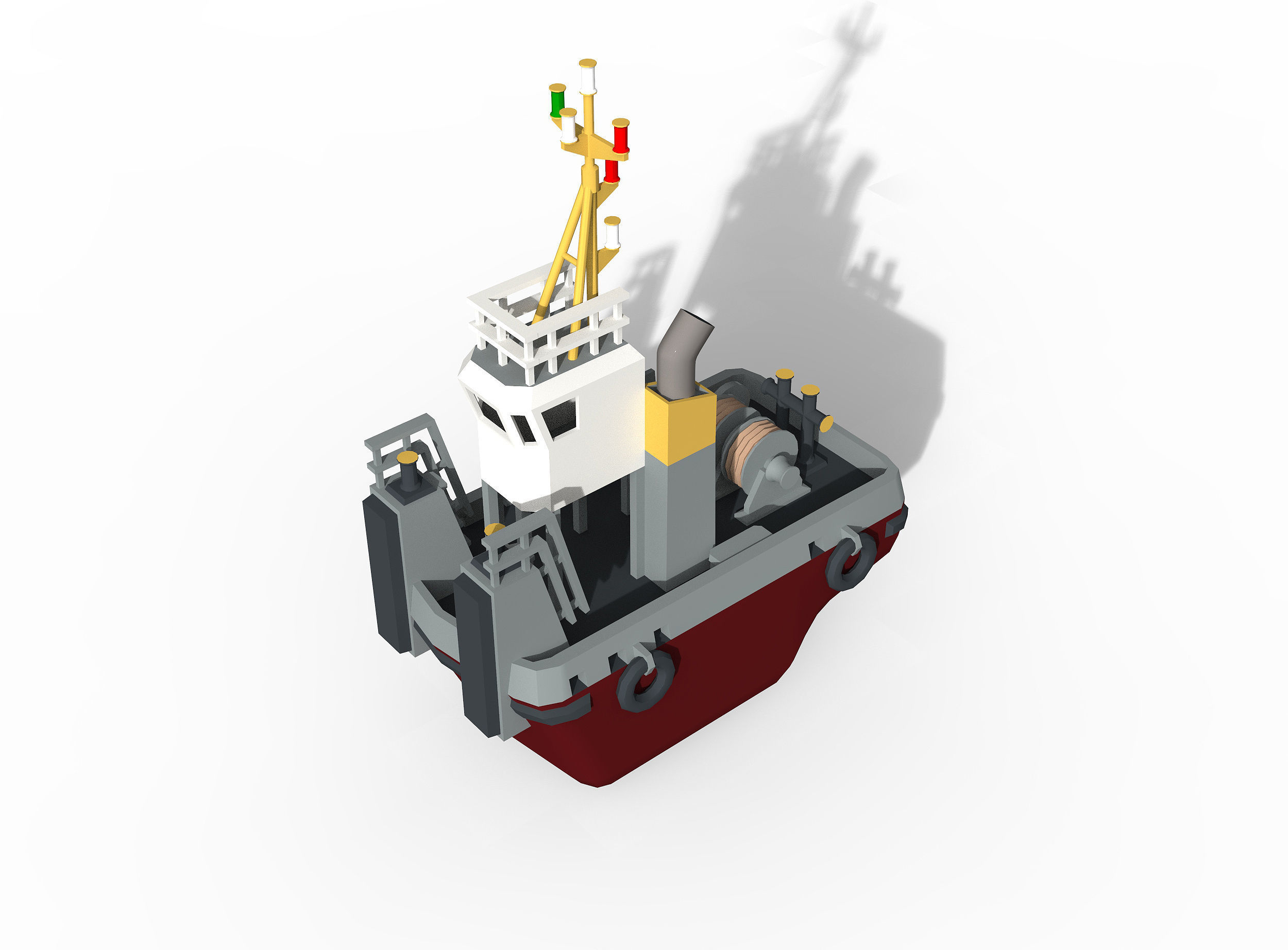 Barge and Push Boats lowpoly Low-poly 3D model_13