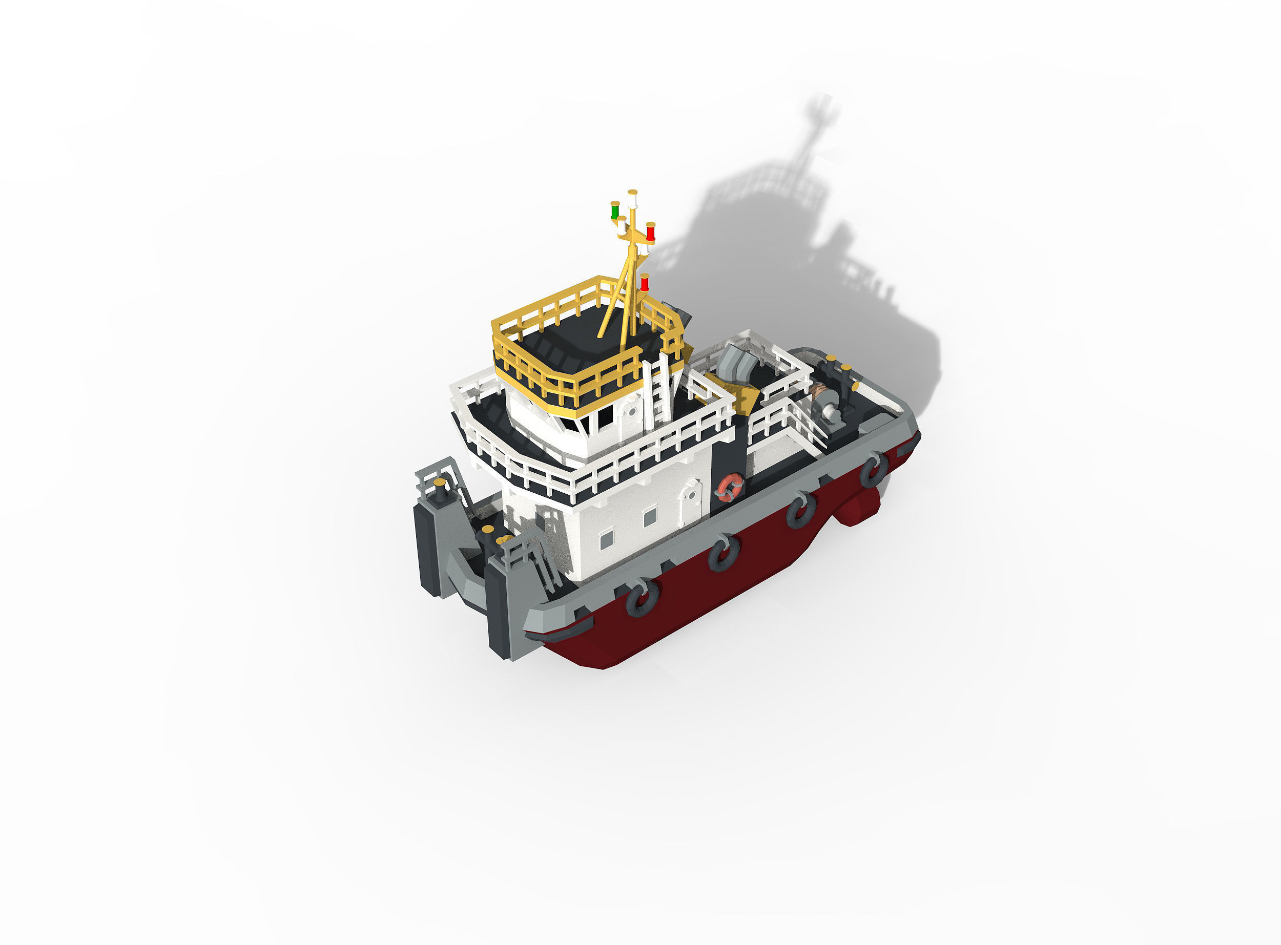 Barge and Push Boats lowpoly Low-poly 3D model_12