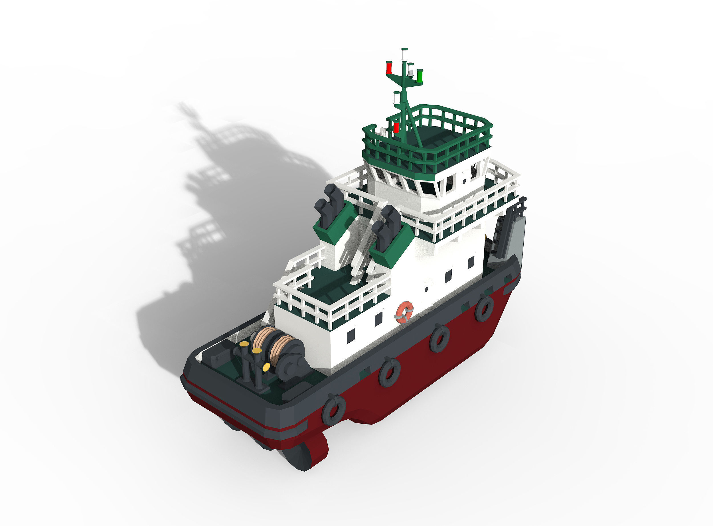 Barge and Push Boats lowpoly Low-poly 3D model_17