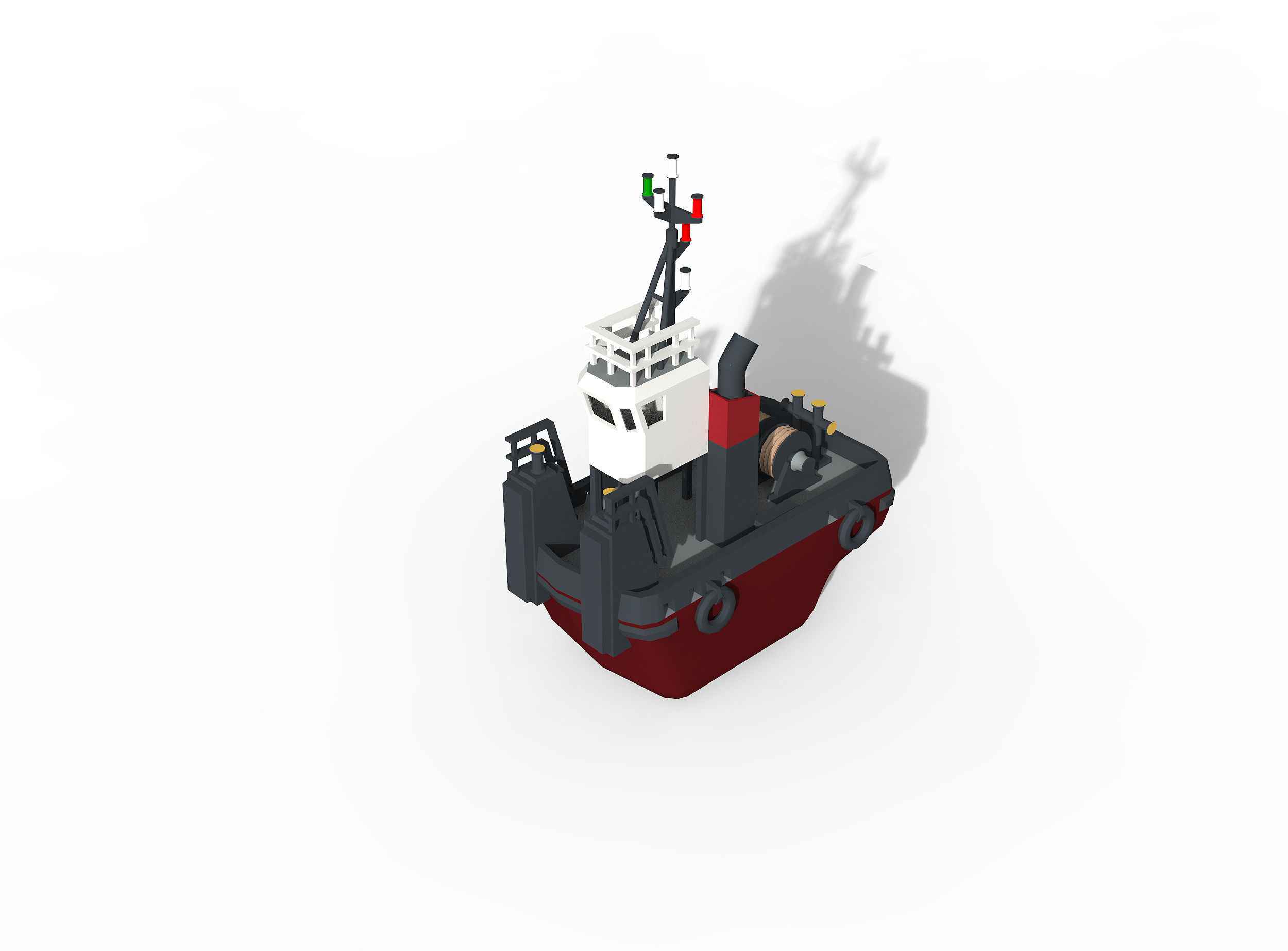 Barge and Push Boats lowpoly Low-poly 3D model_9