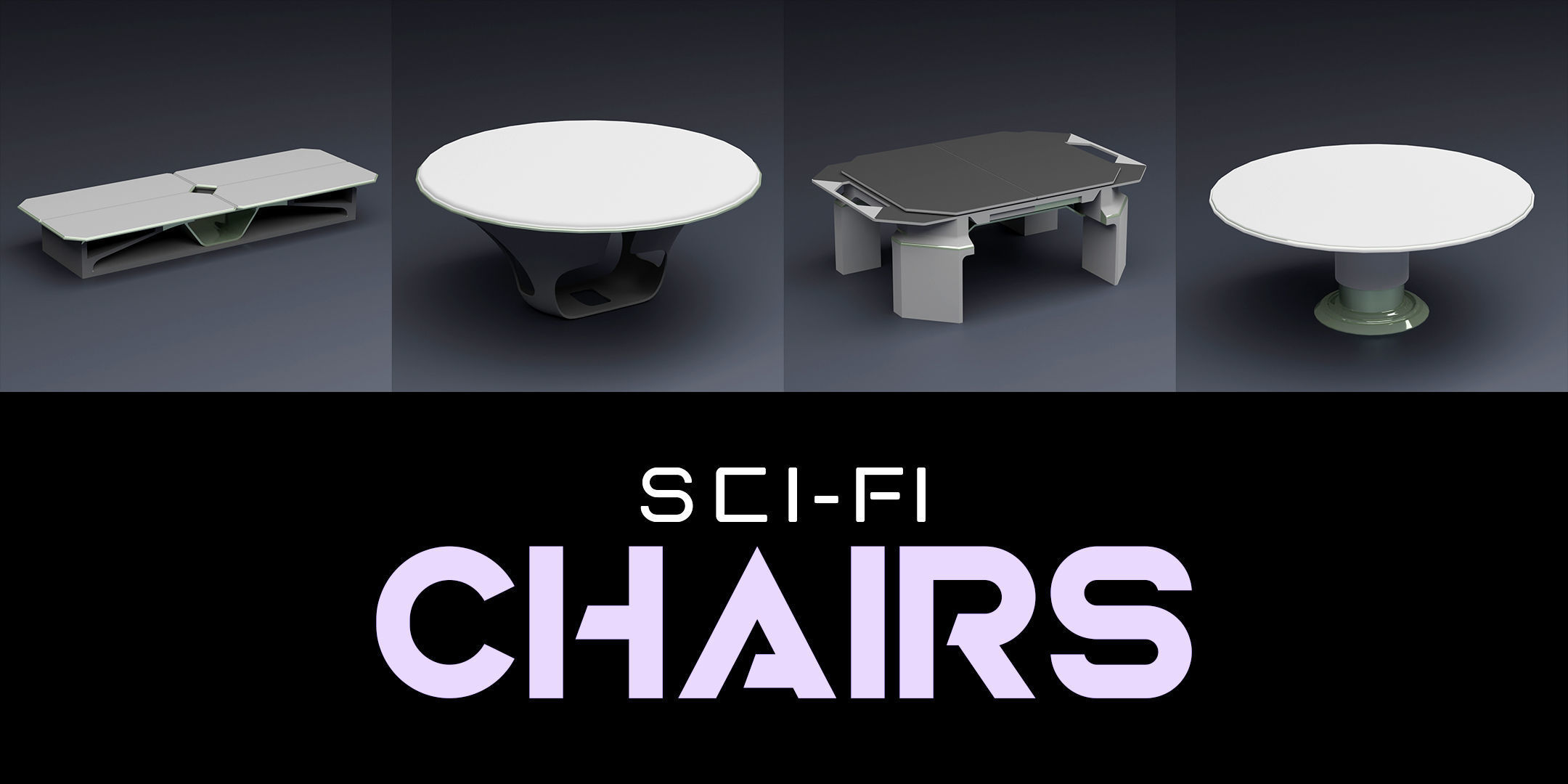 SCI-FI Chairs Low-poly 3D model_9