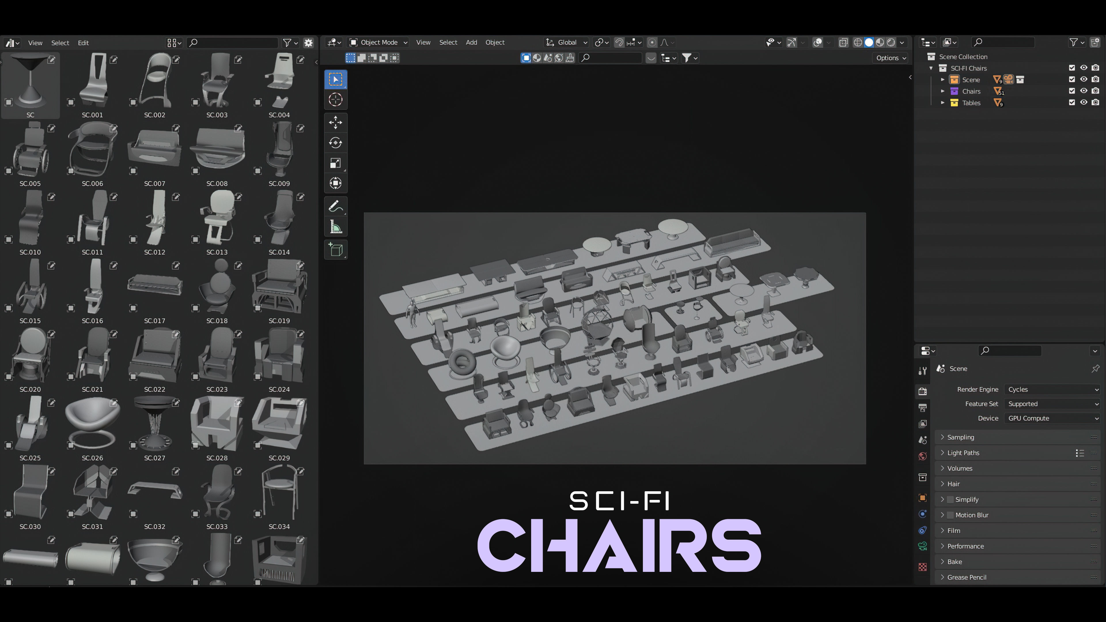 SCI-FI Chairs Low-poly 3D model_10