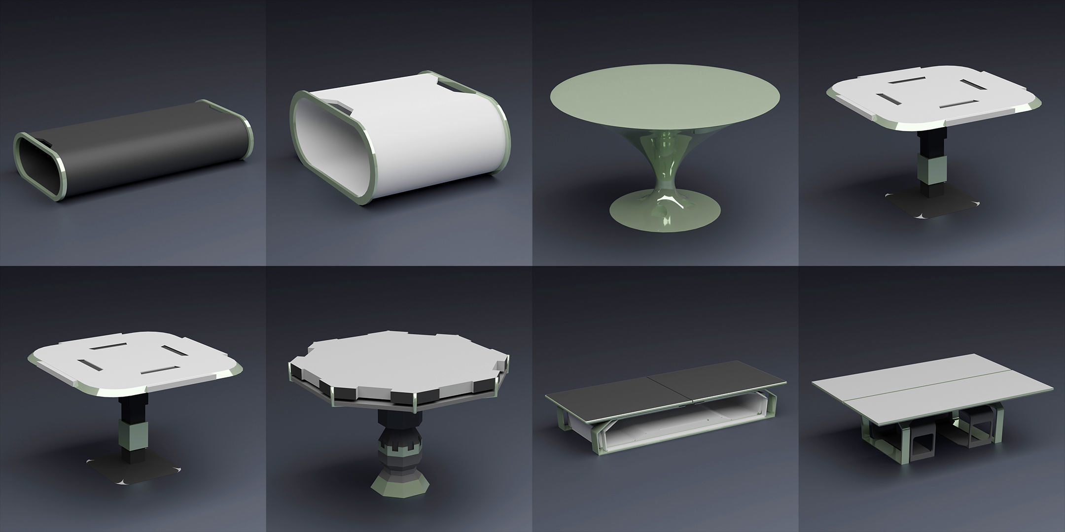 SCI-FI Chairs Low-poly 3D model_8