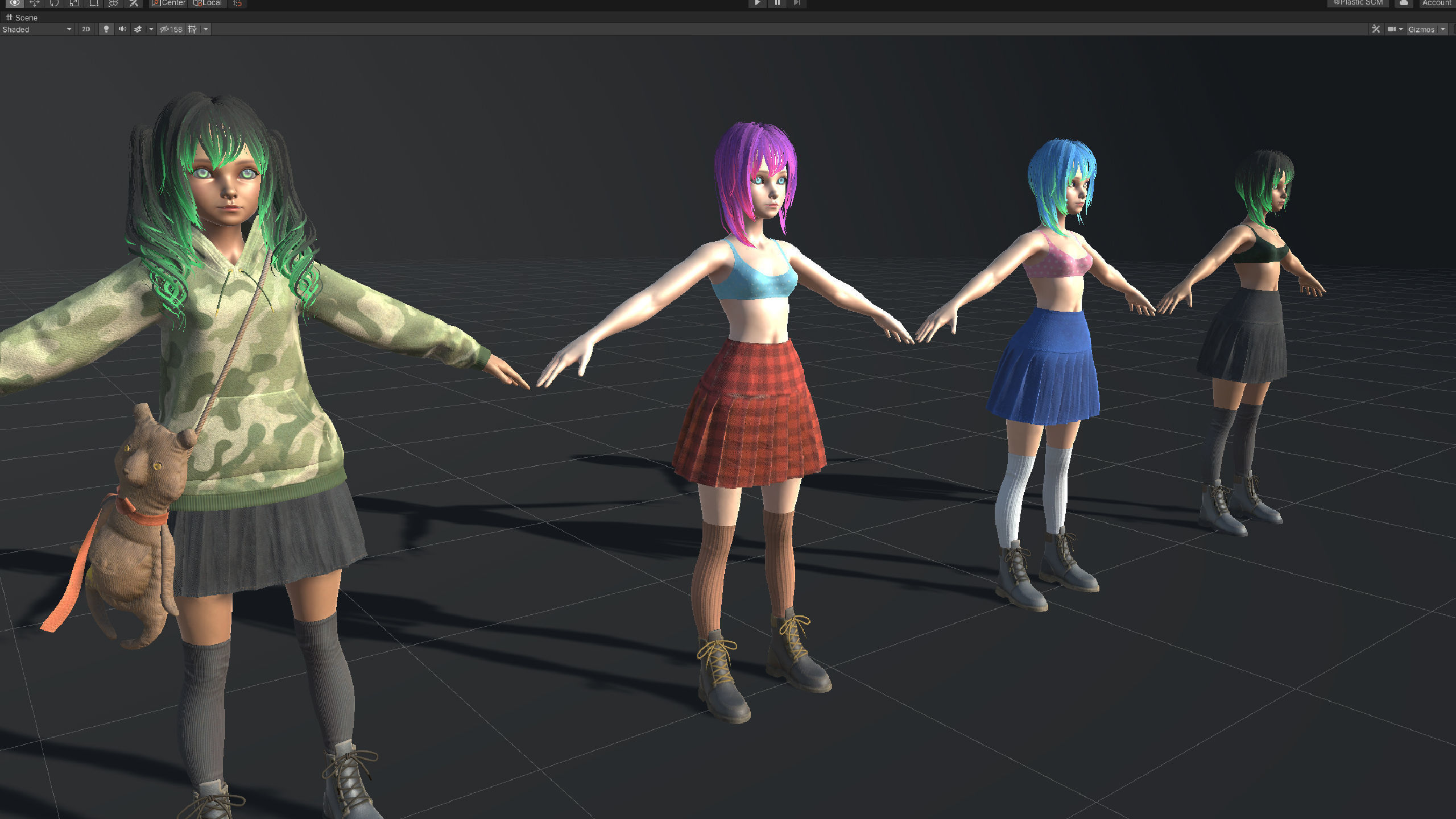 Girl And Bear - Game Ready 3D model Low-poly 3D model_16