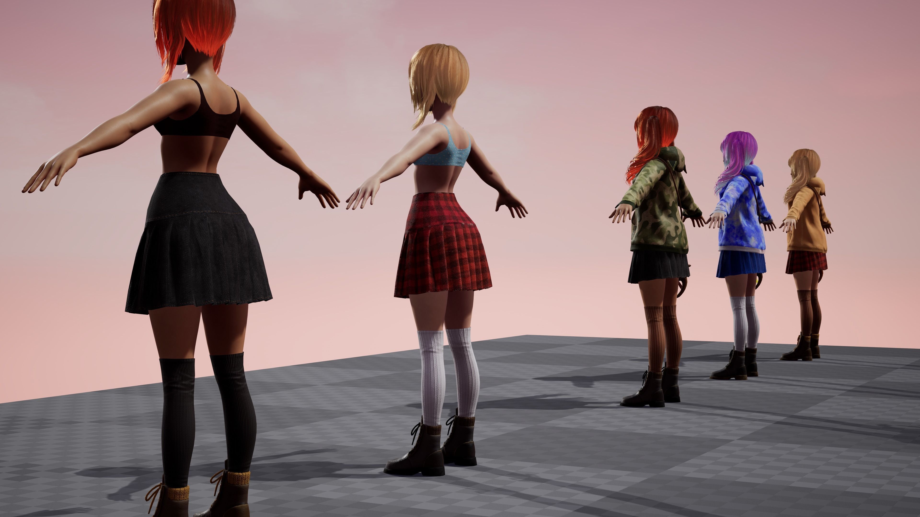 Girl And Bear - Game Ready 3D model Low-poly 3D model_11