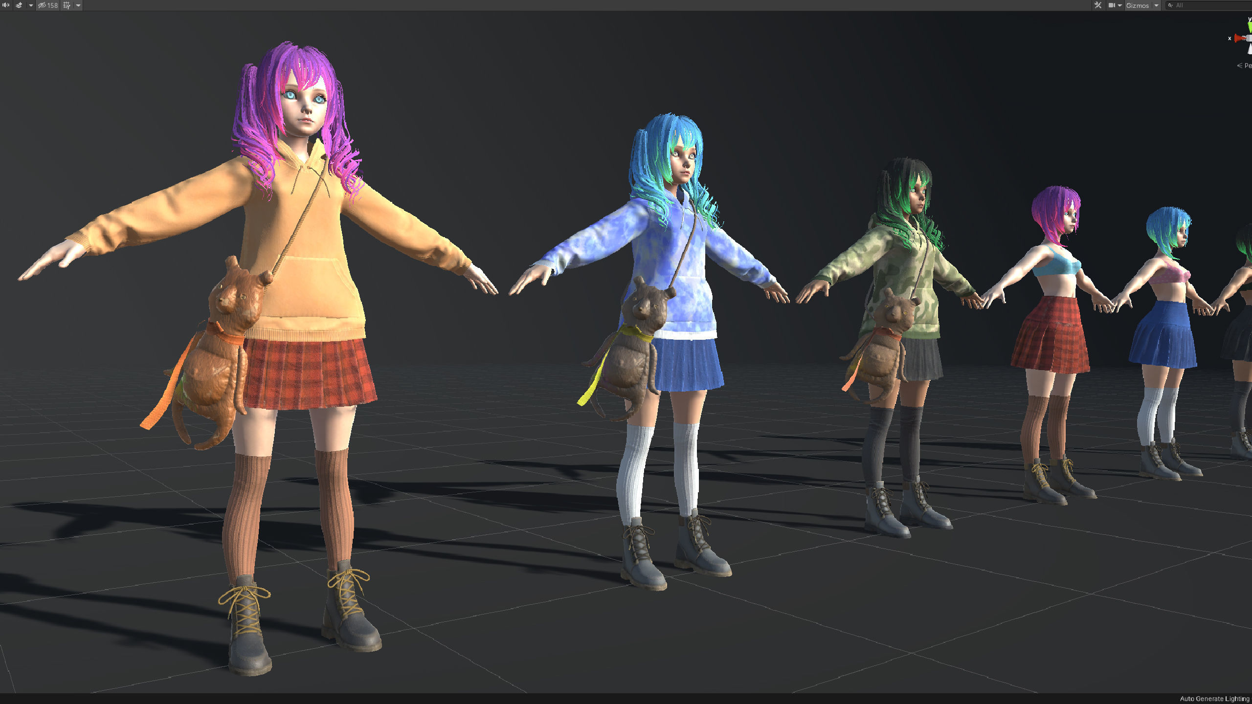 Girl And Bear - Game Ready 3D model Low-poly 3D model_17