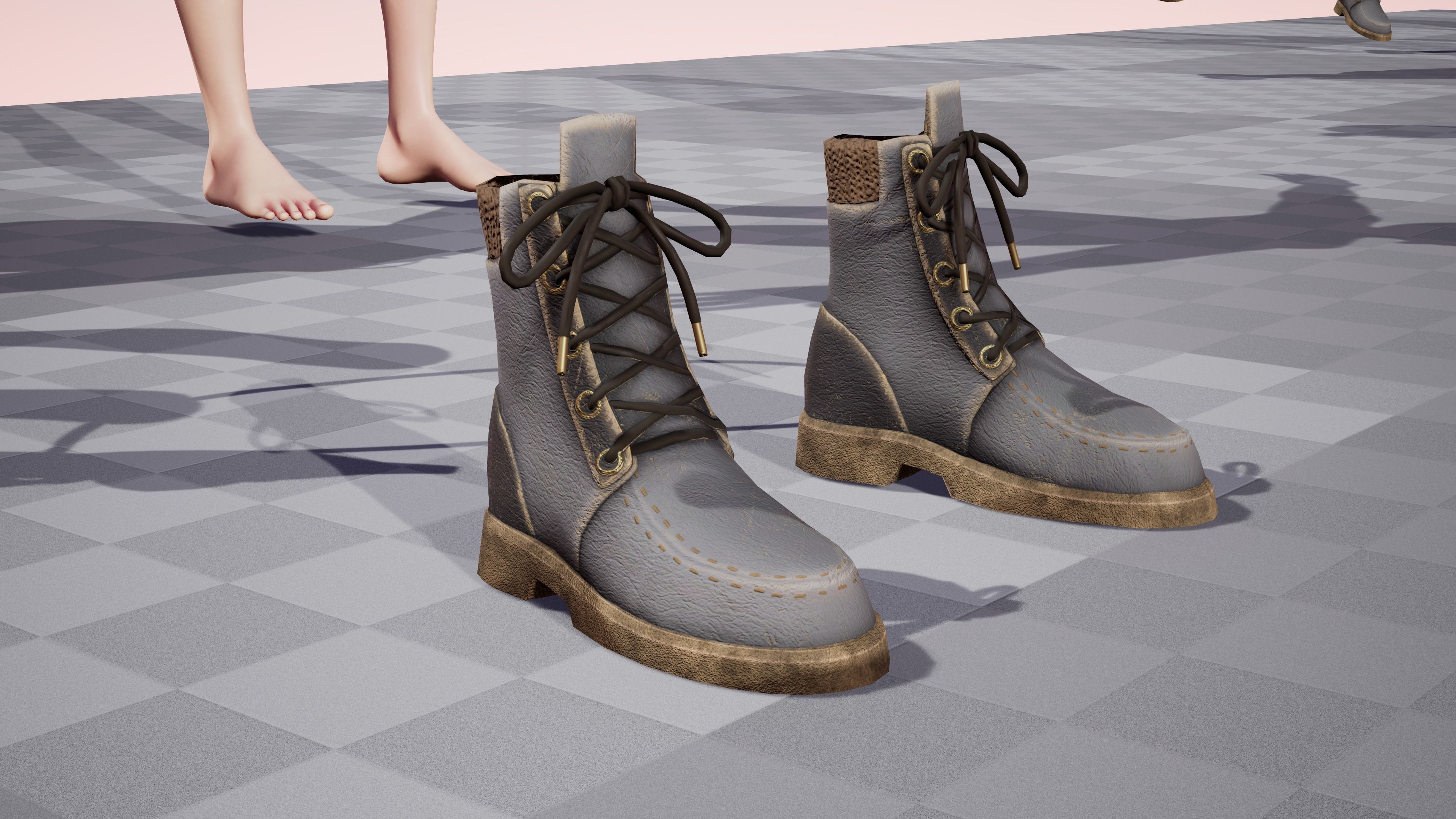 Girl And Bear - Game Ready 3D model Low-poly 3D model_14