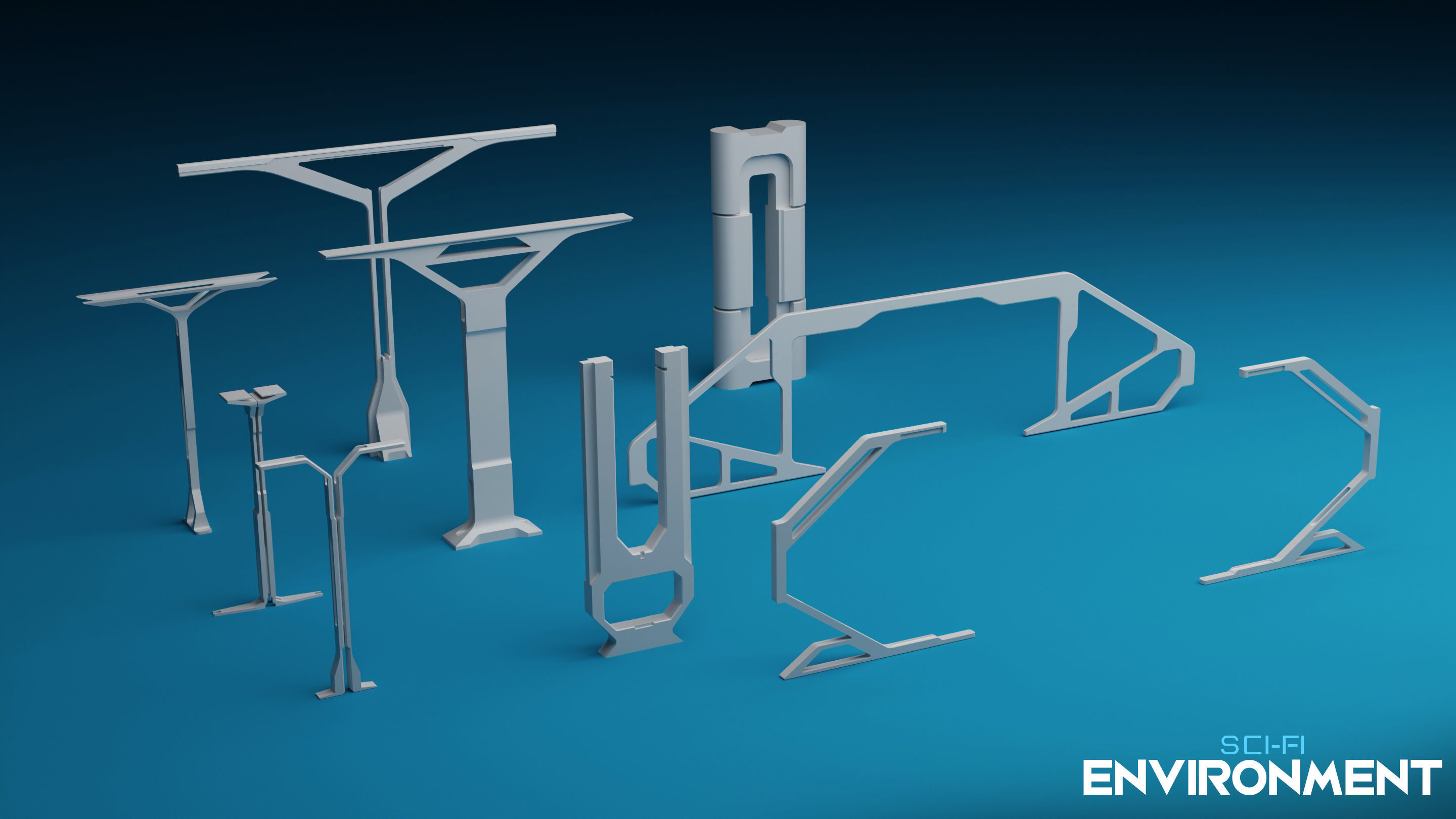 SCI-FI Environment Low-poly 3D model_7
