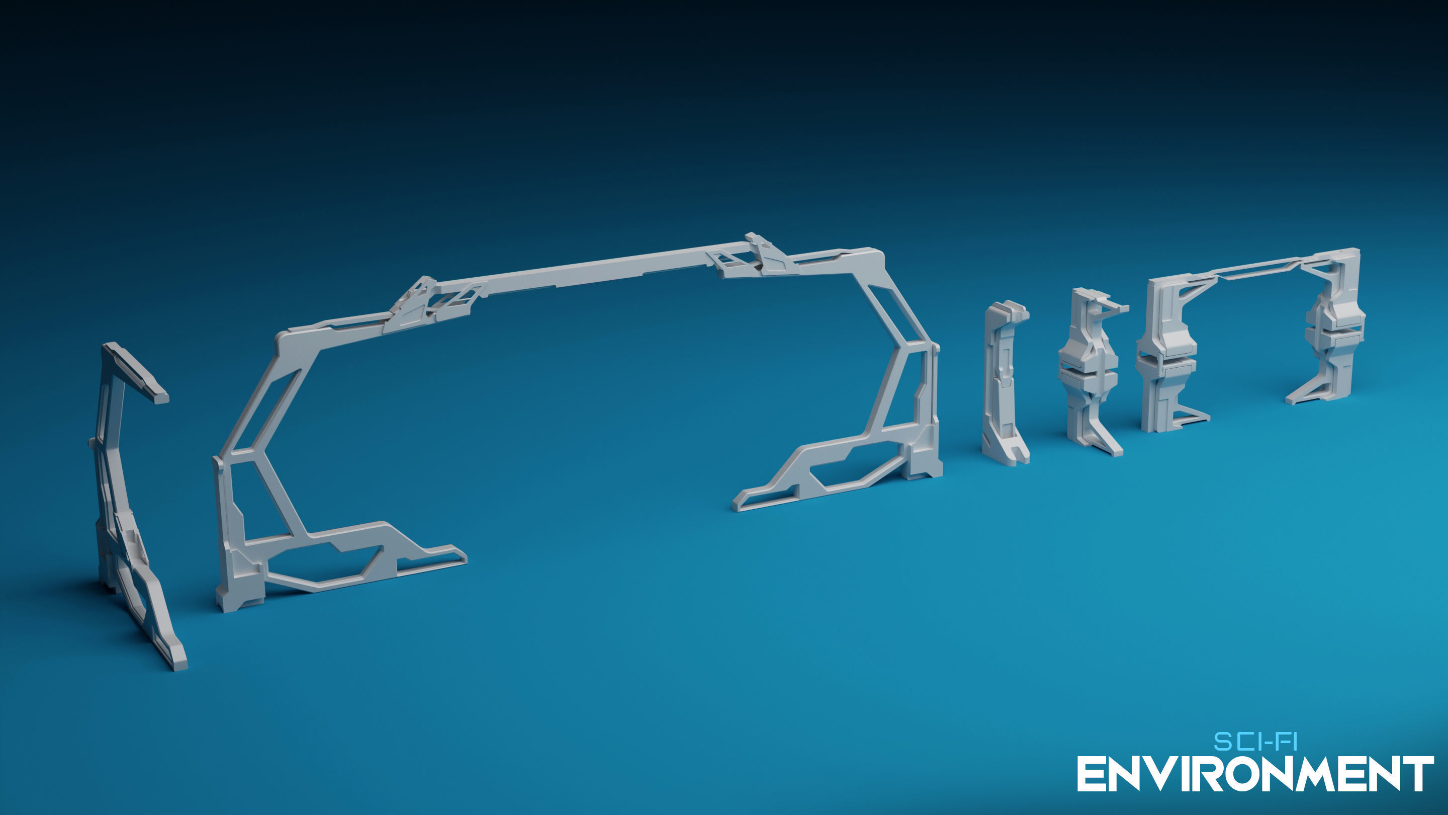 SCI-FI Environment Low-poly 3D model_4