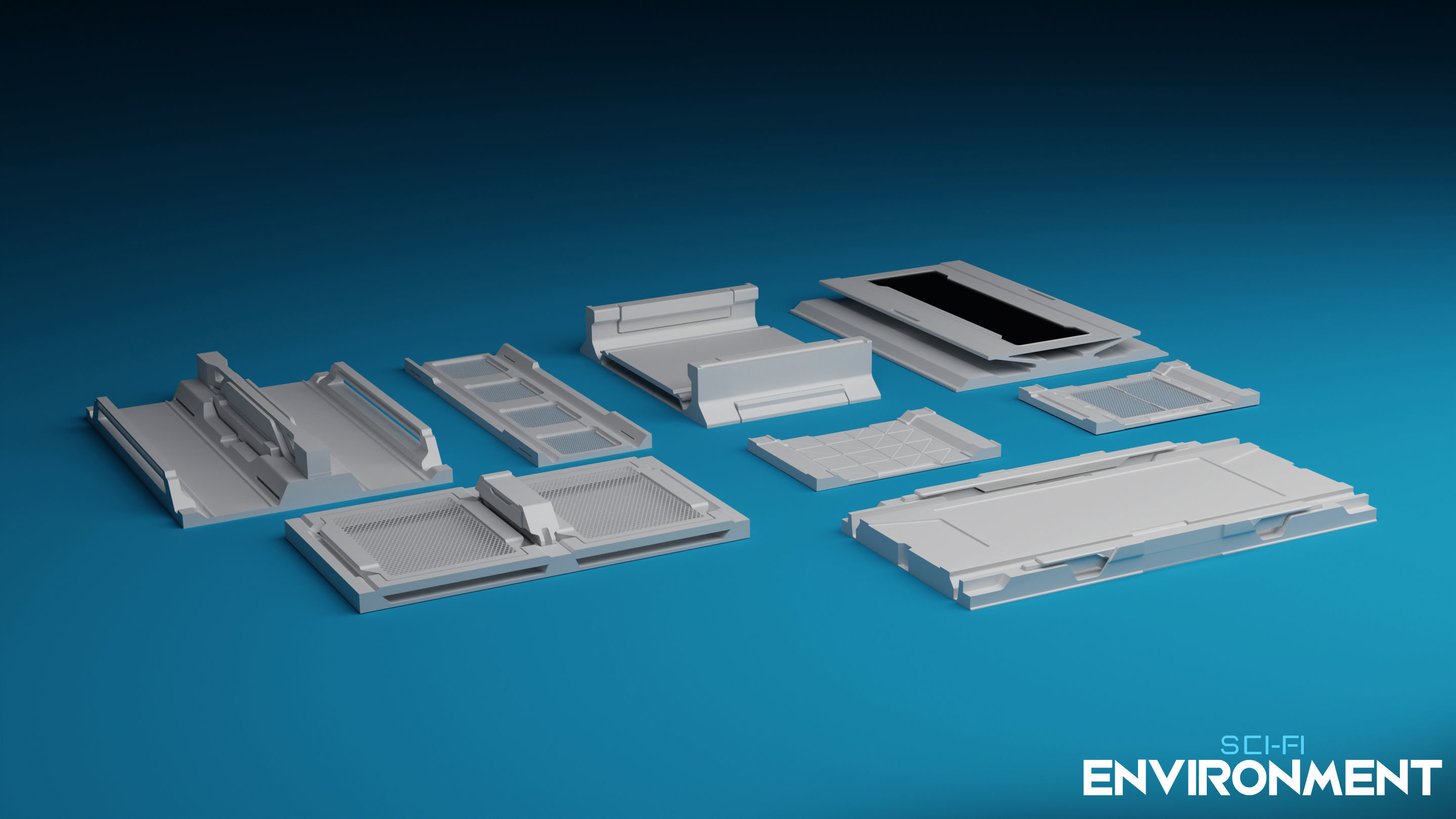 SCI-FI Environment Low-poly 3D model_6