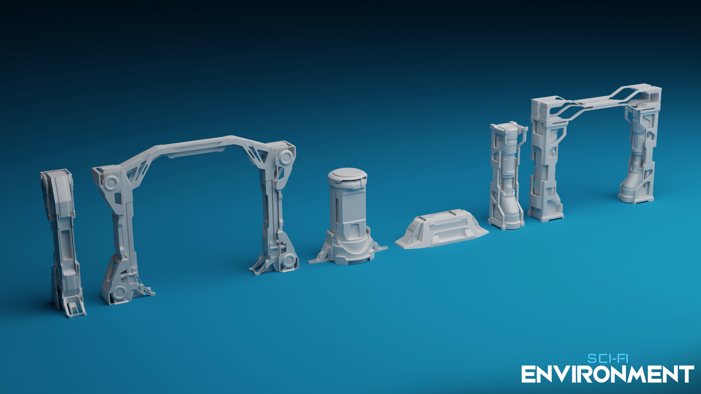 SCI-FI Environment Low-poly 3D model_2