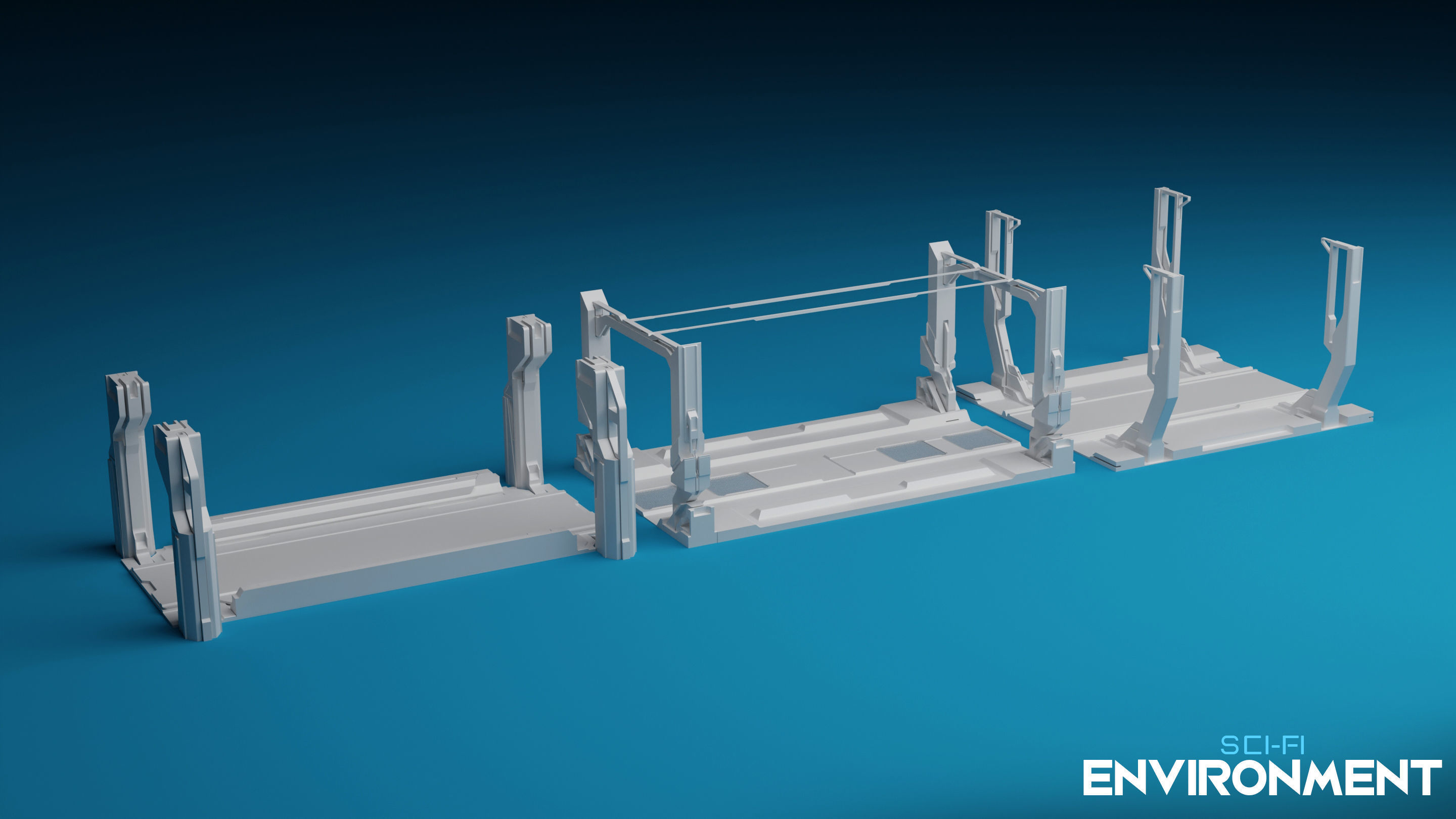 SCI-FI Environment Low-poly 3D model_5