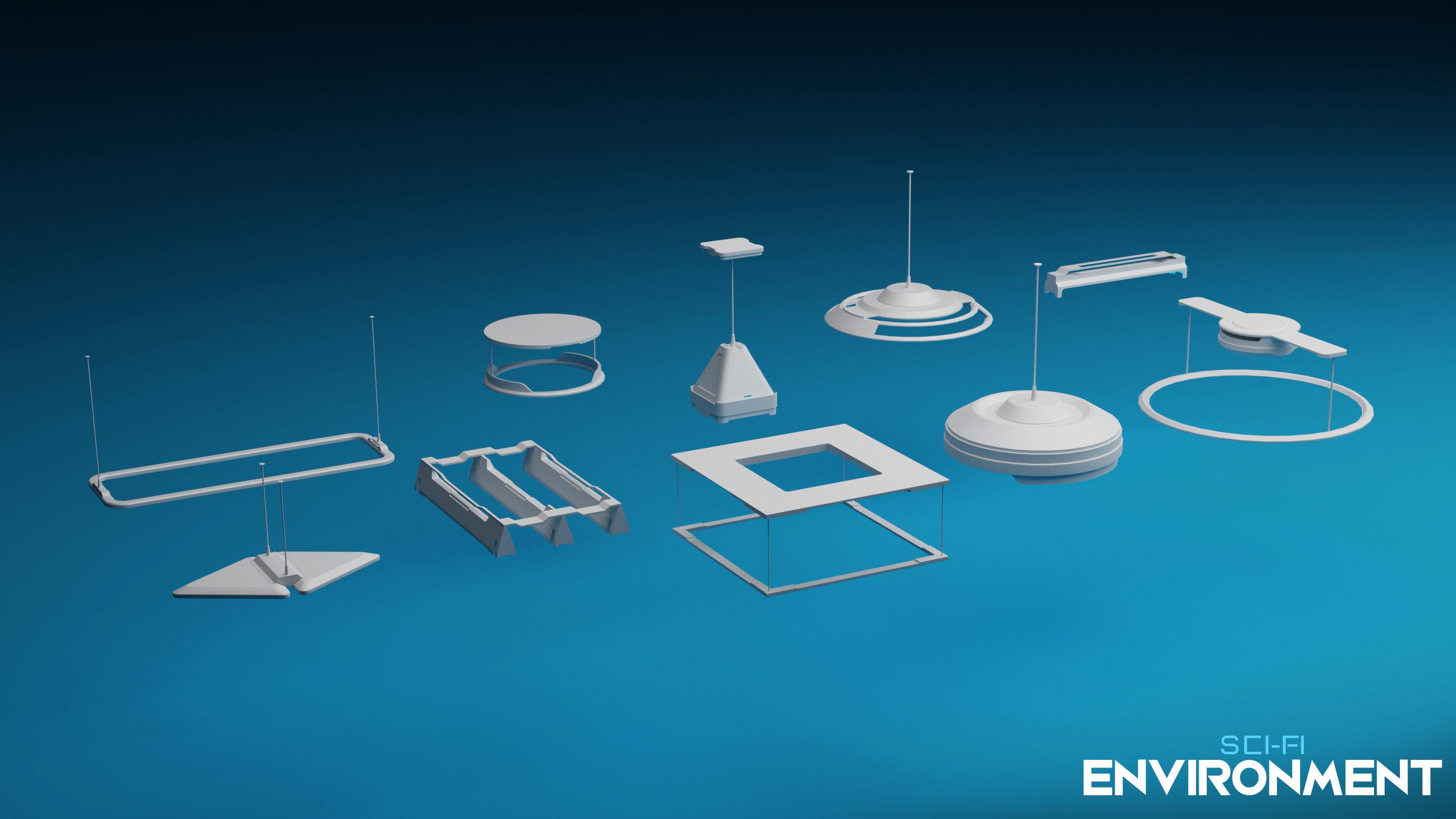 SCI-FI Environment Low-poly 3D model_9