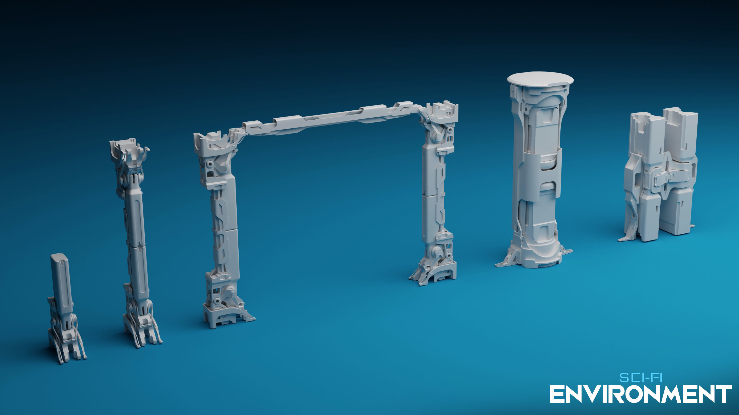 SCI-FI Environment Low-poly 3D model_3