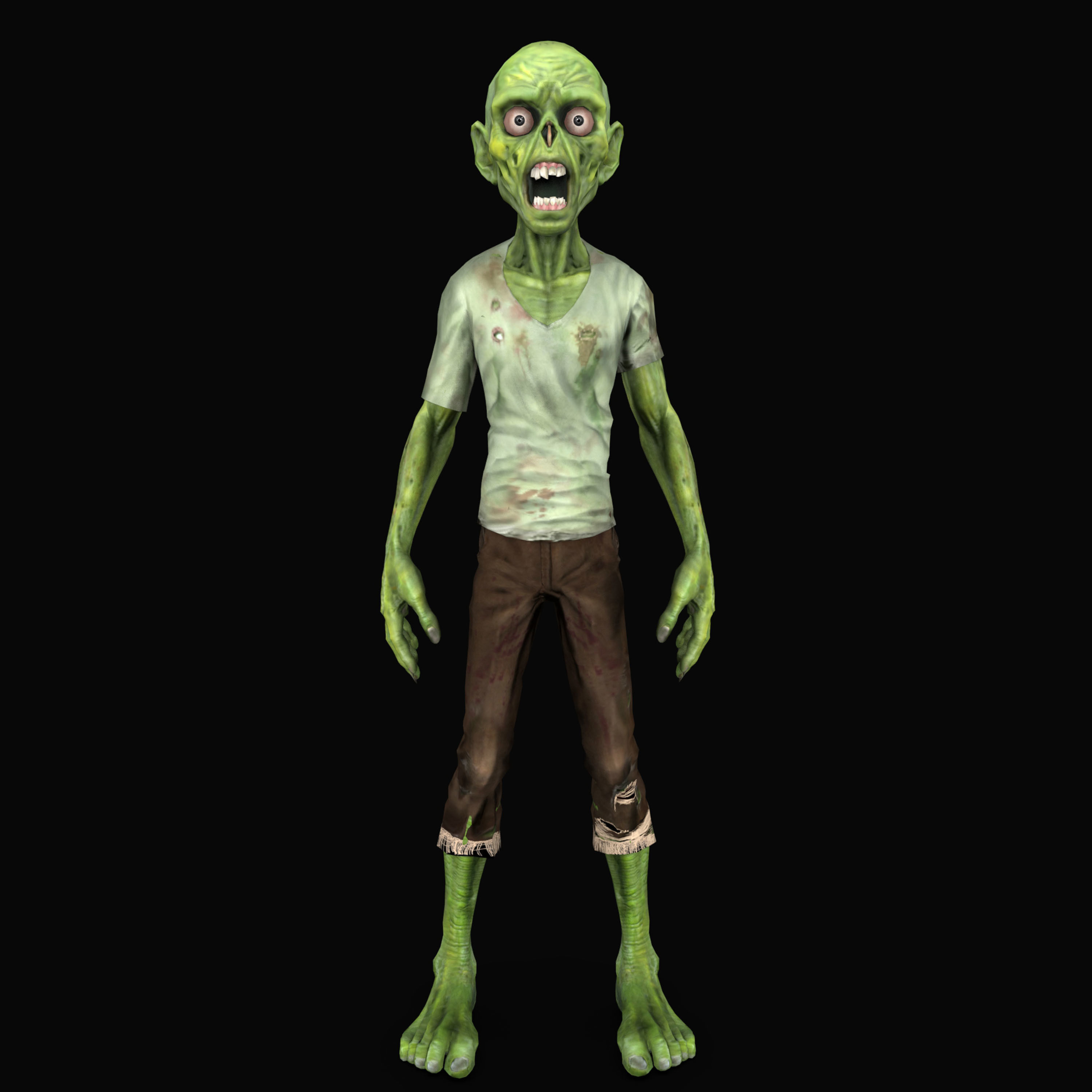 Zombie Cartoon Model Low-poly 3D model_1