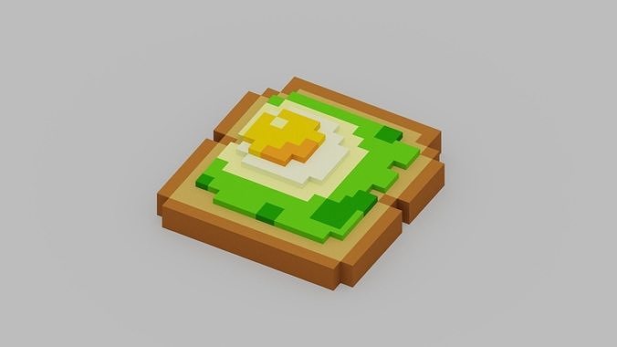Voxel Avocado Toast Low-poly 3D model