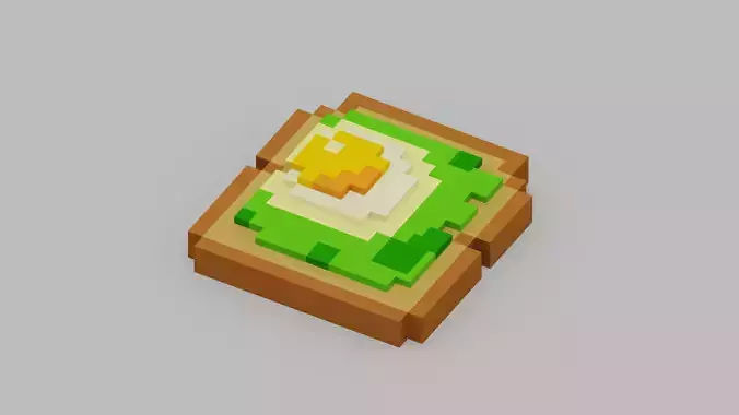 Voxel Avocado Toast Low-poly 3D model