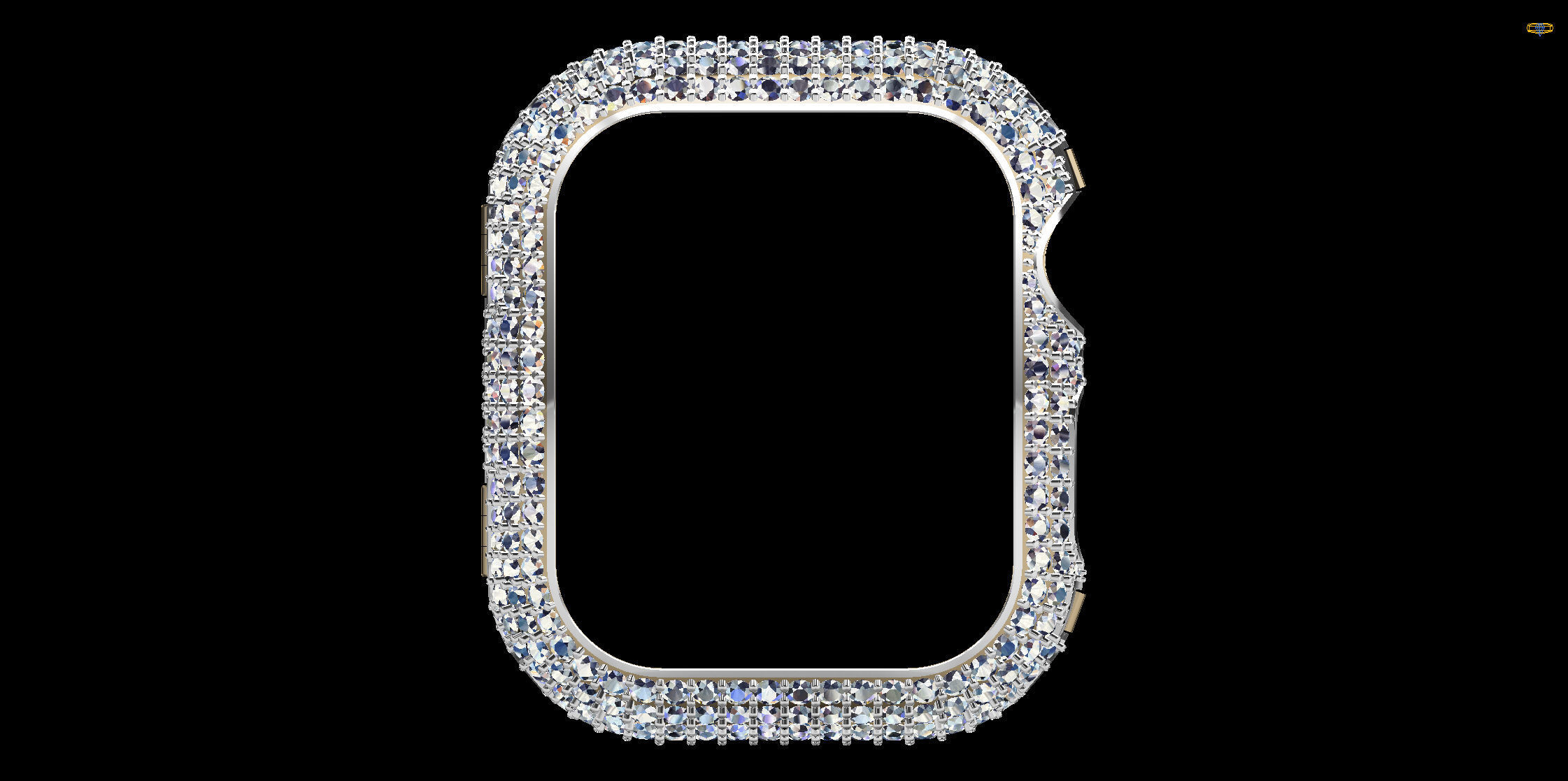 Apple Watch Series 7 45mm case with Diamonds 3D print model_2