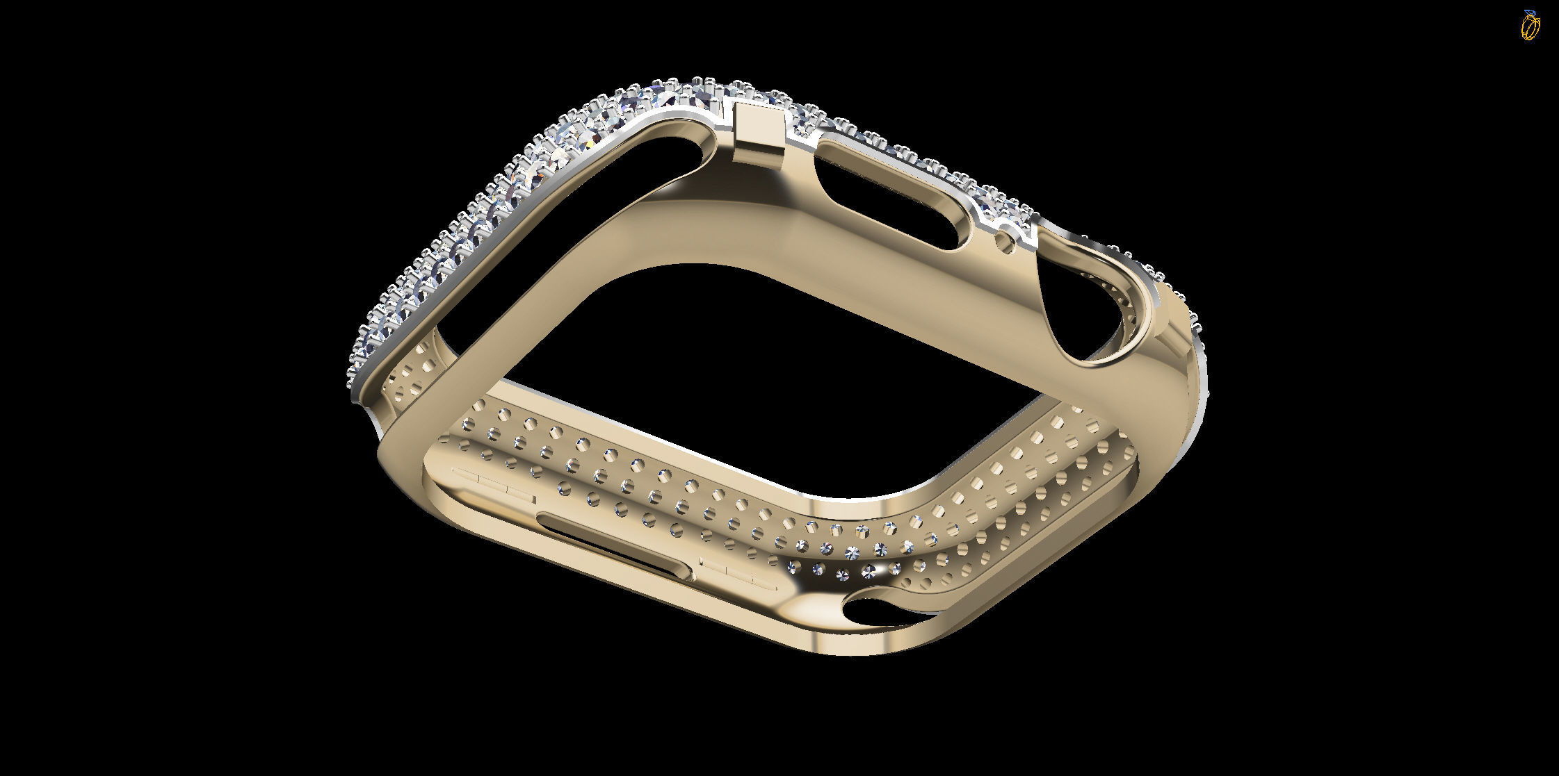 Apple Watch Series 7 45mm case with Diamonds 3D print model_1