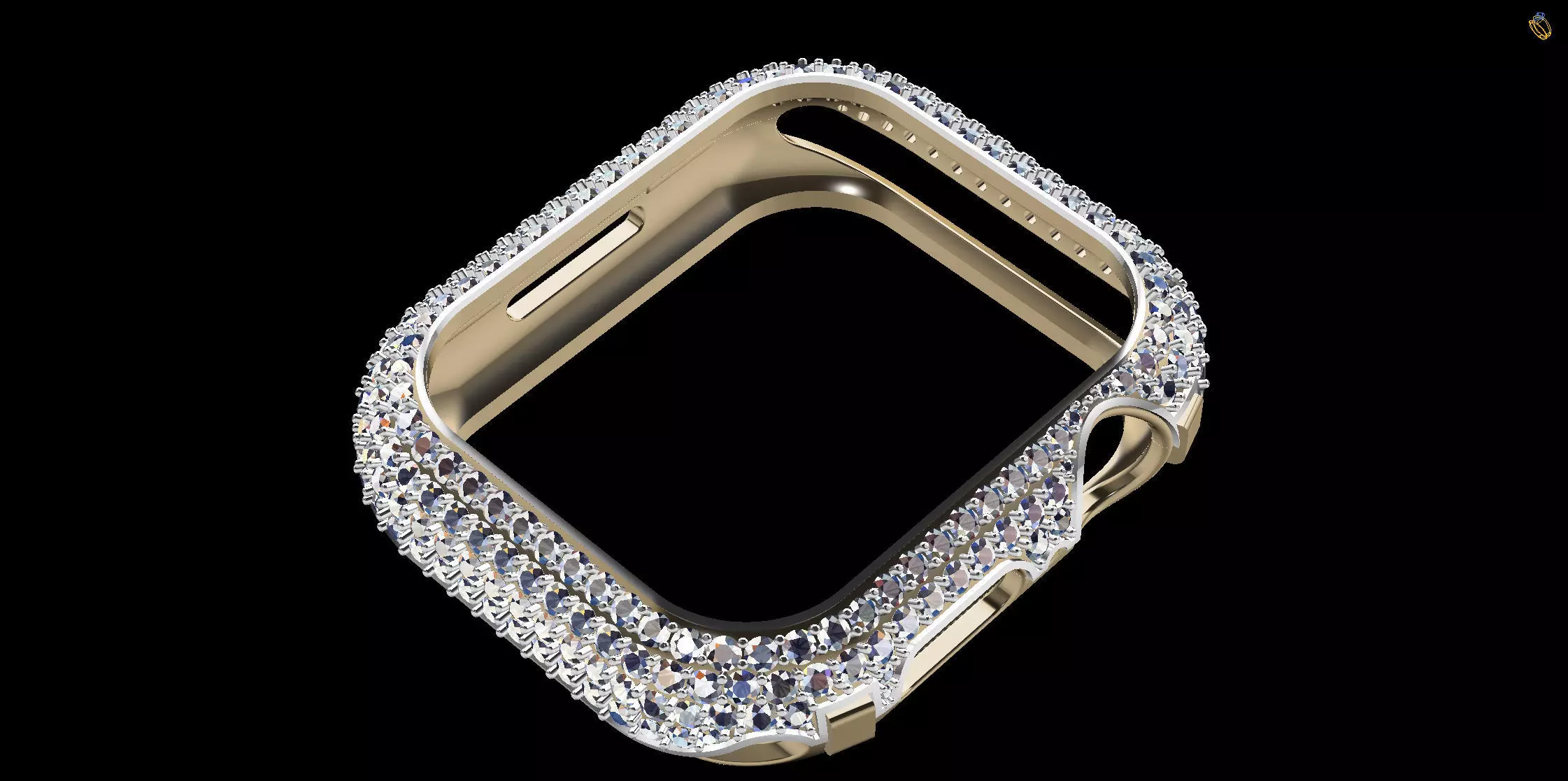 Apple Watch Series 7 45mm case with Diamonds 3D print model_0