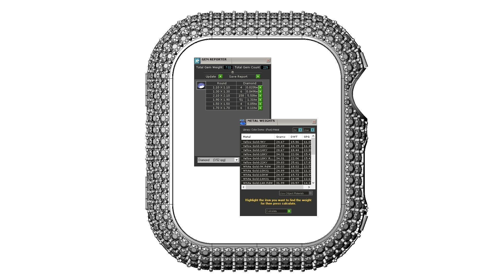 Apple Watch Series 7 45mm case with Diamonds 3D print model_6