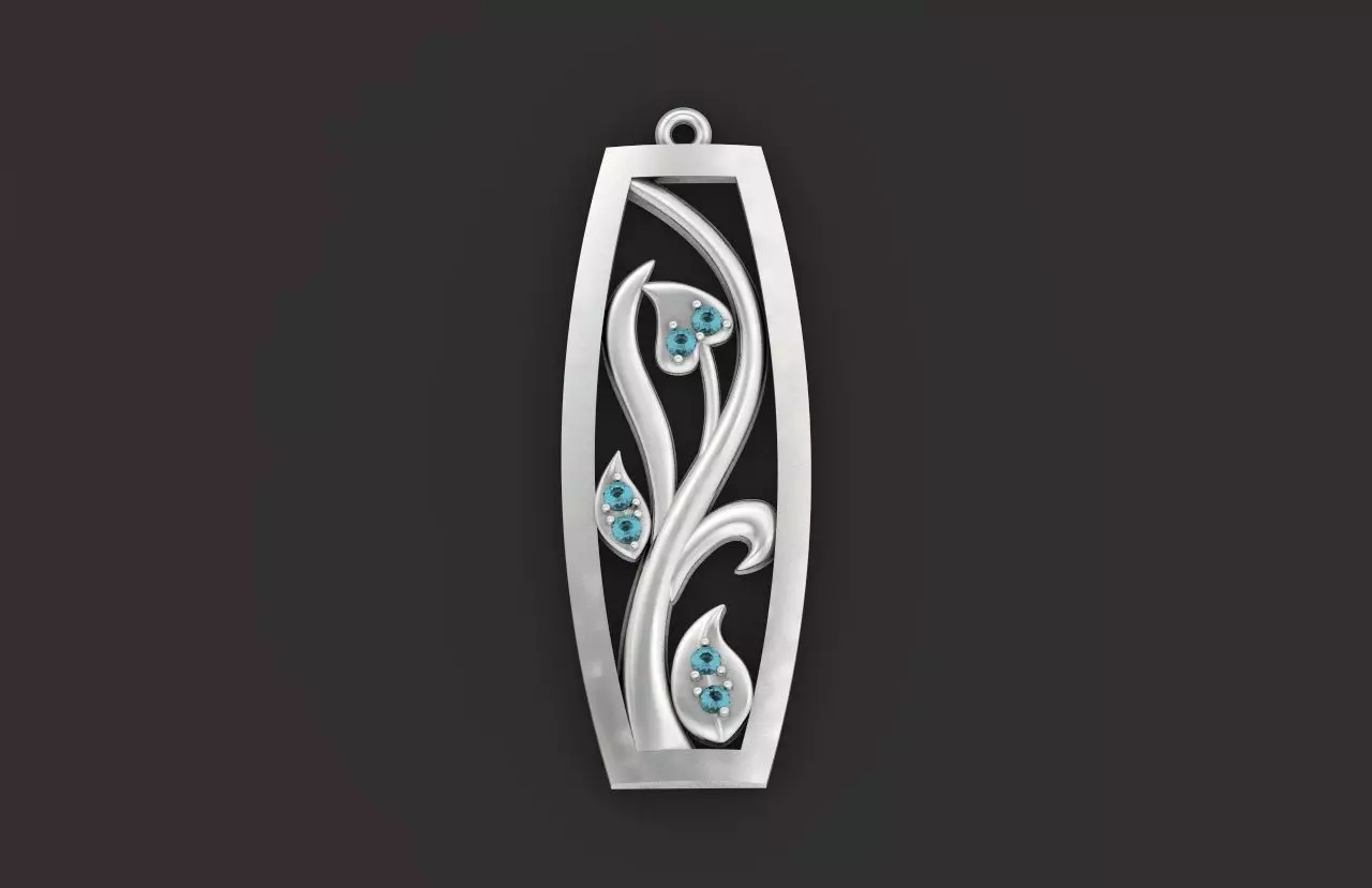flora pendant plant branch with leaves 3D print model