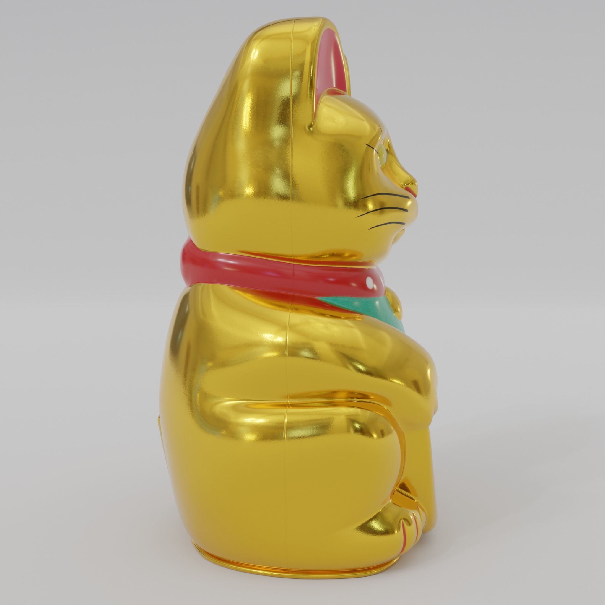 Maneki neko Lucky cat Low-poly 3D model_7