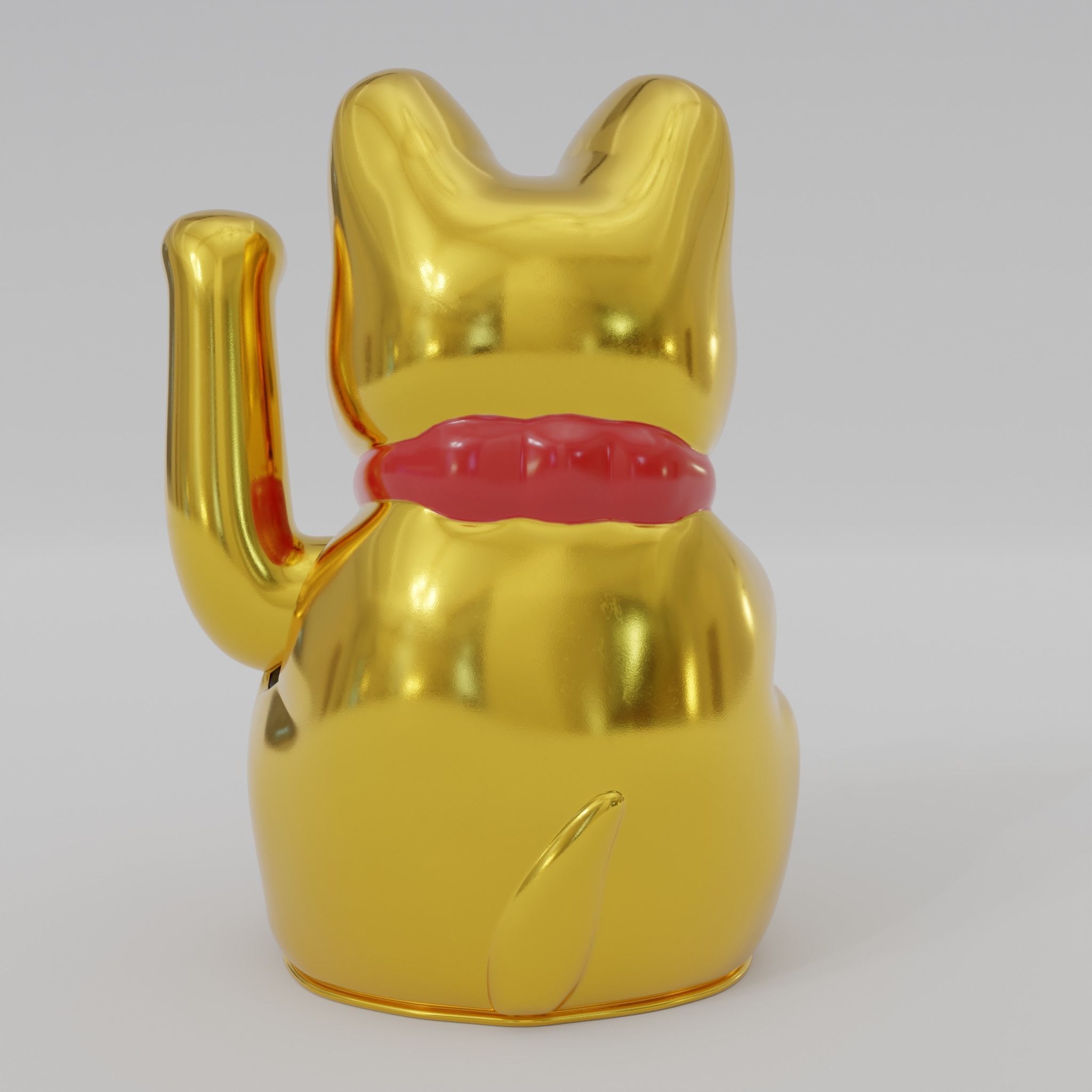 Maneki neko Lucky cat Low-poly 3D model_5