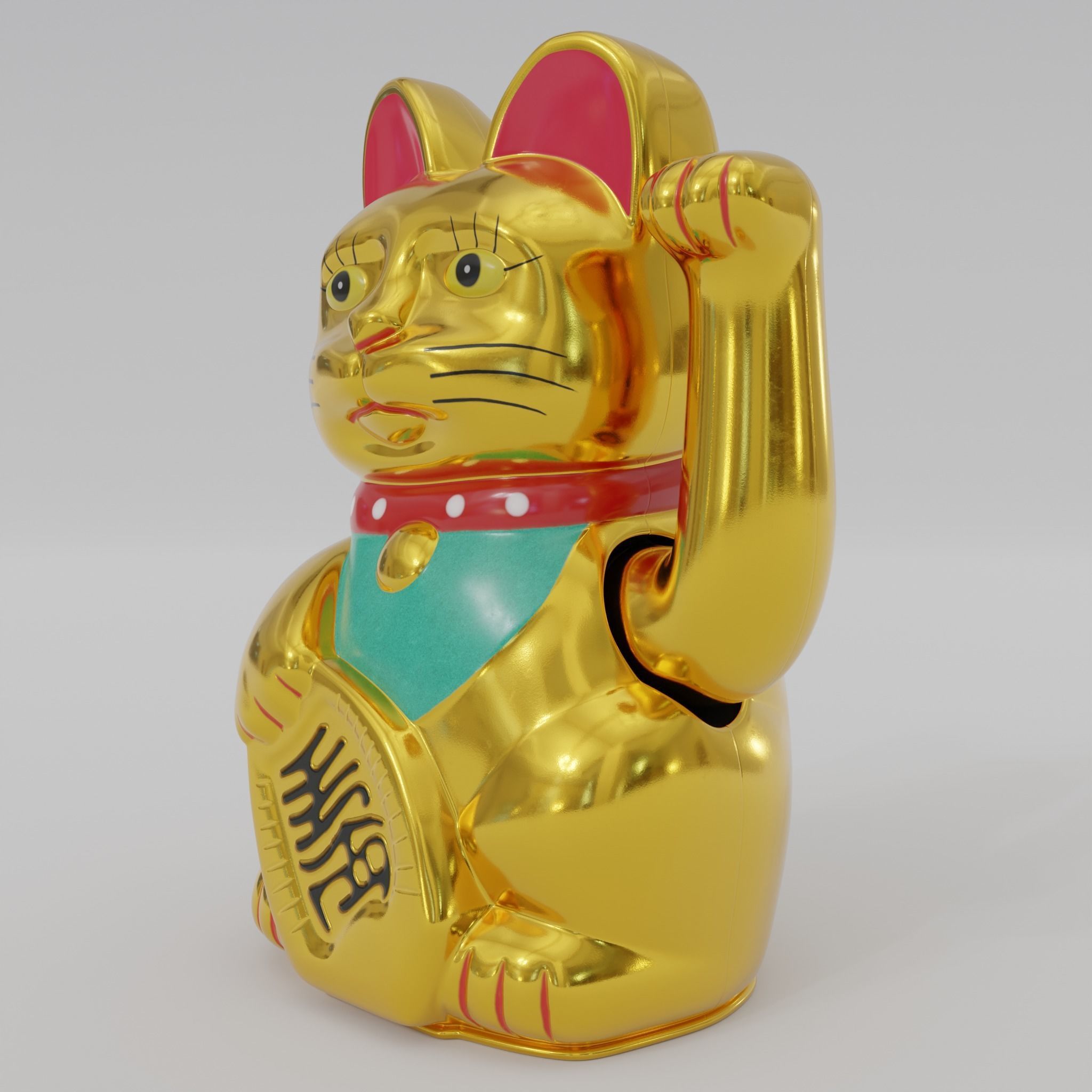 Maneki neko Lucky cat Low-poly 3D model_2