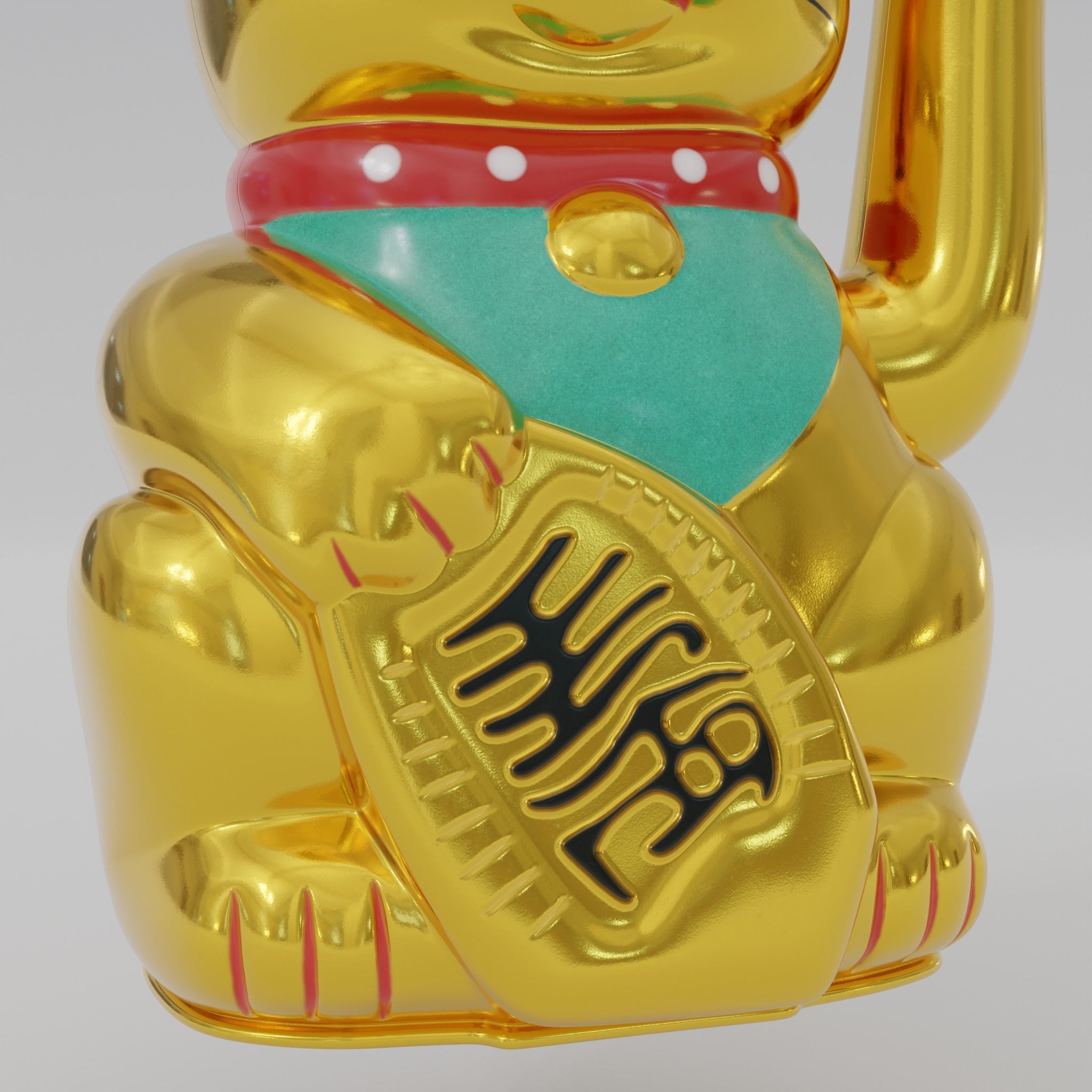 Maneki neko Lucky cat Low-poly 3D model_13